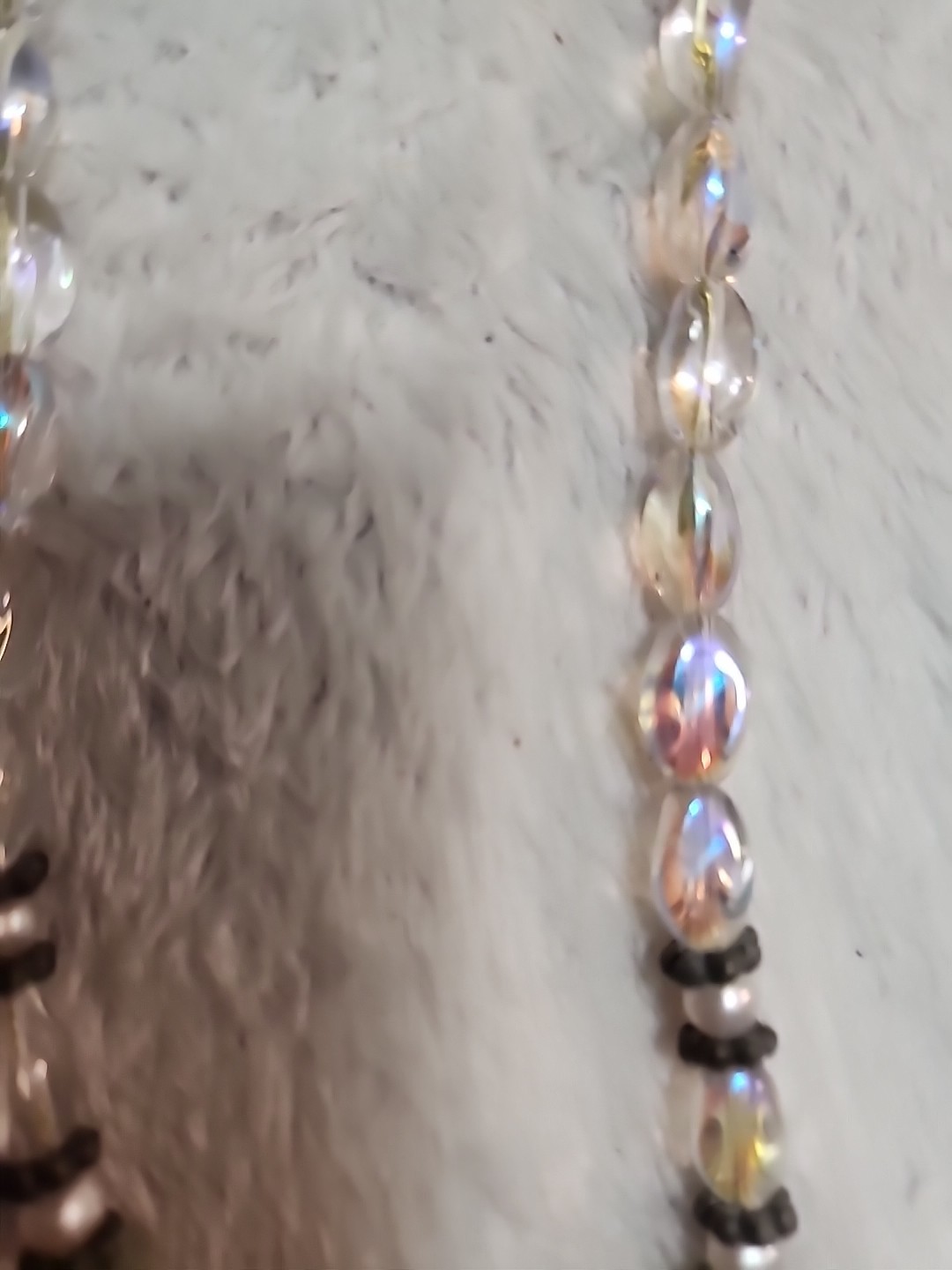 Fairycore Beaded Necklace w/ Mirror Pendant Bronze Color Plastic Beads