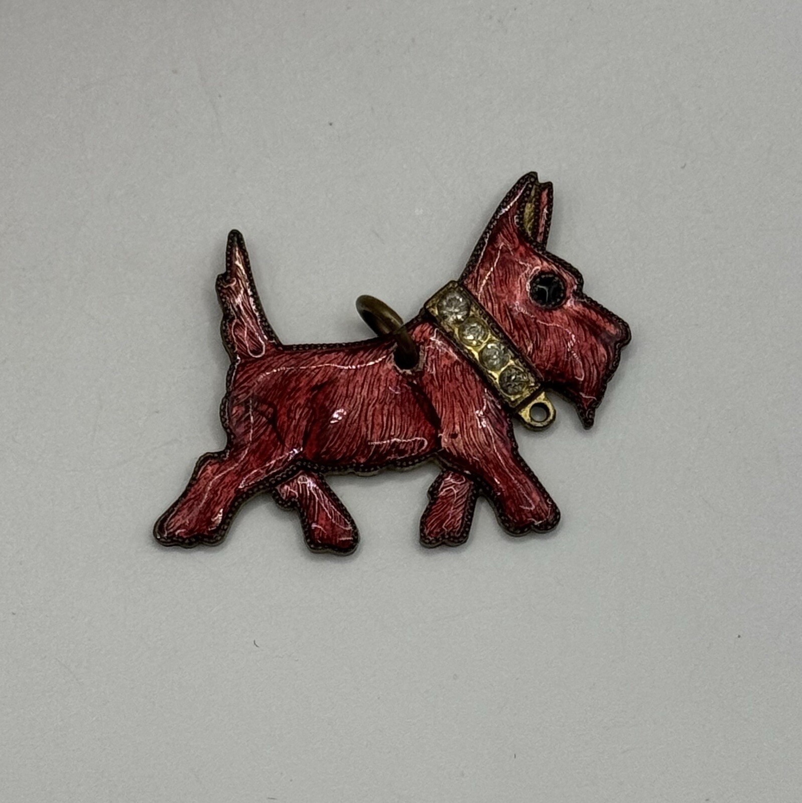Vintage Antique 1930s Enamel Scotty Dog Tag Pendant Charm Jewelry Collectible **