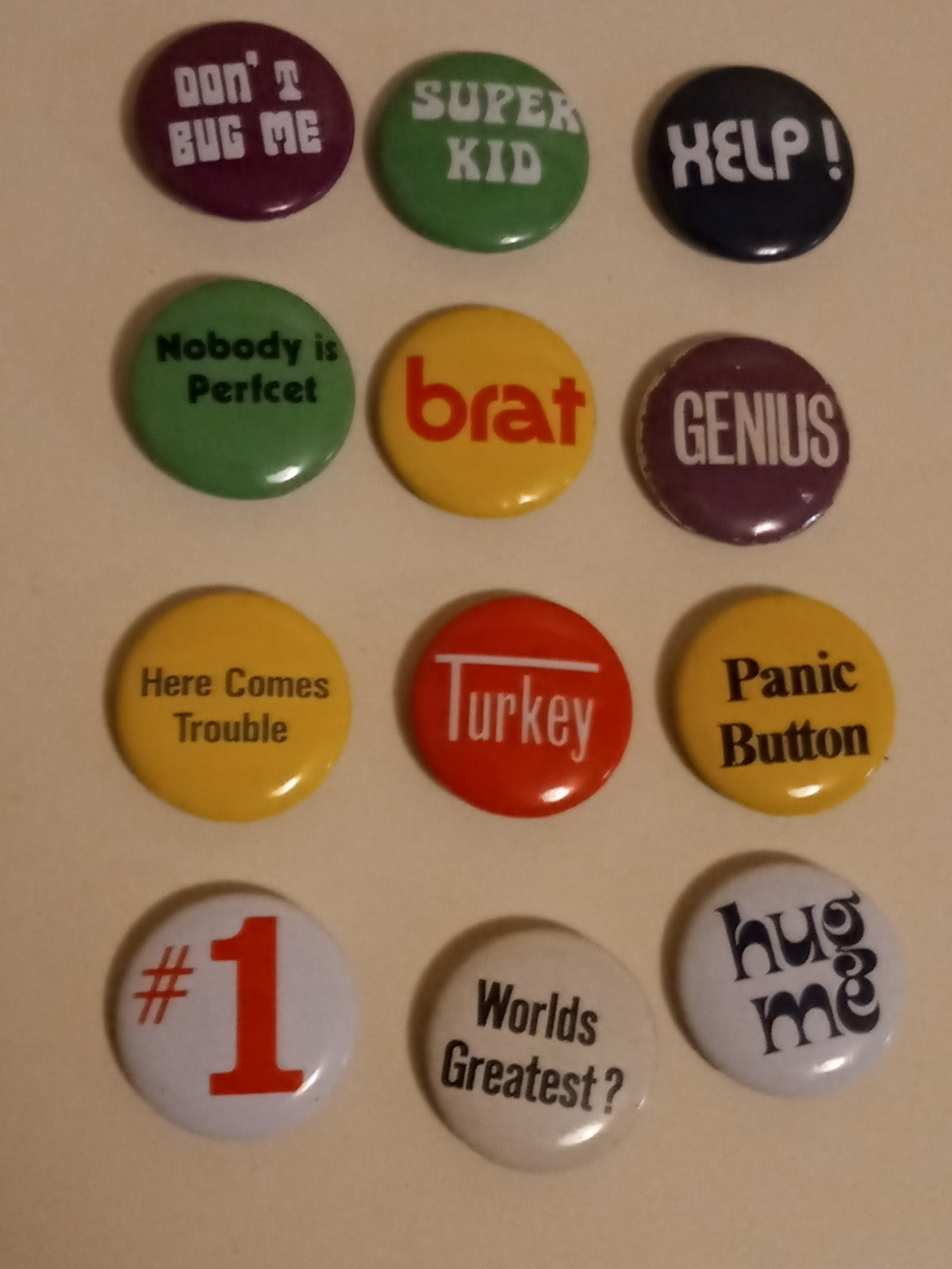 Vintage Pin Pinback button mixed lot of 12 N.O.S