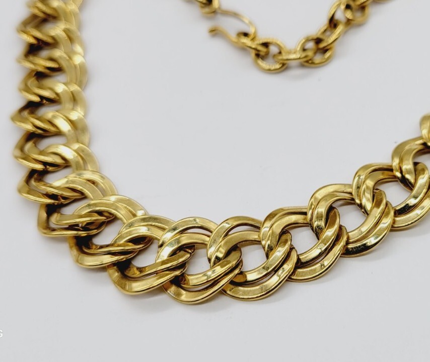 MONET Necklace Double Loop Gold Tone Chain Vintage 1980’s Style 21 in