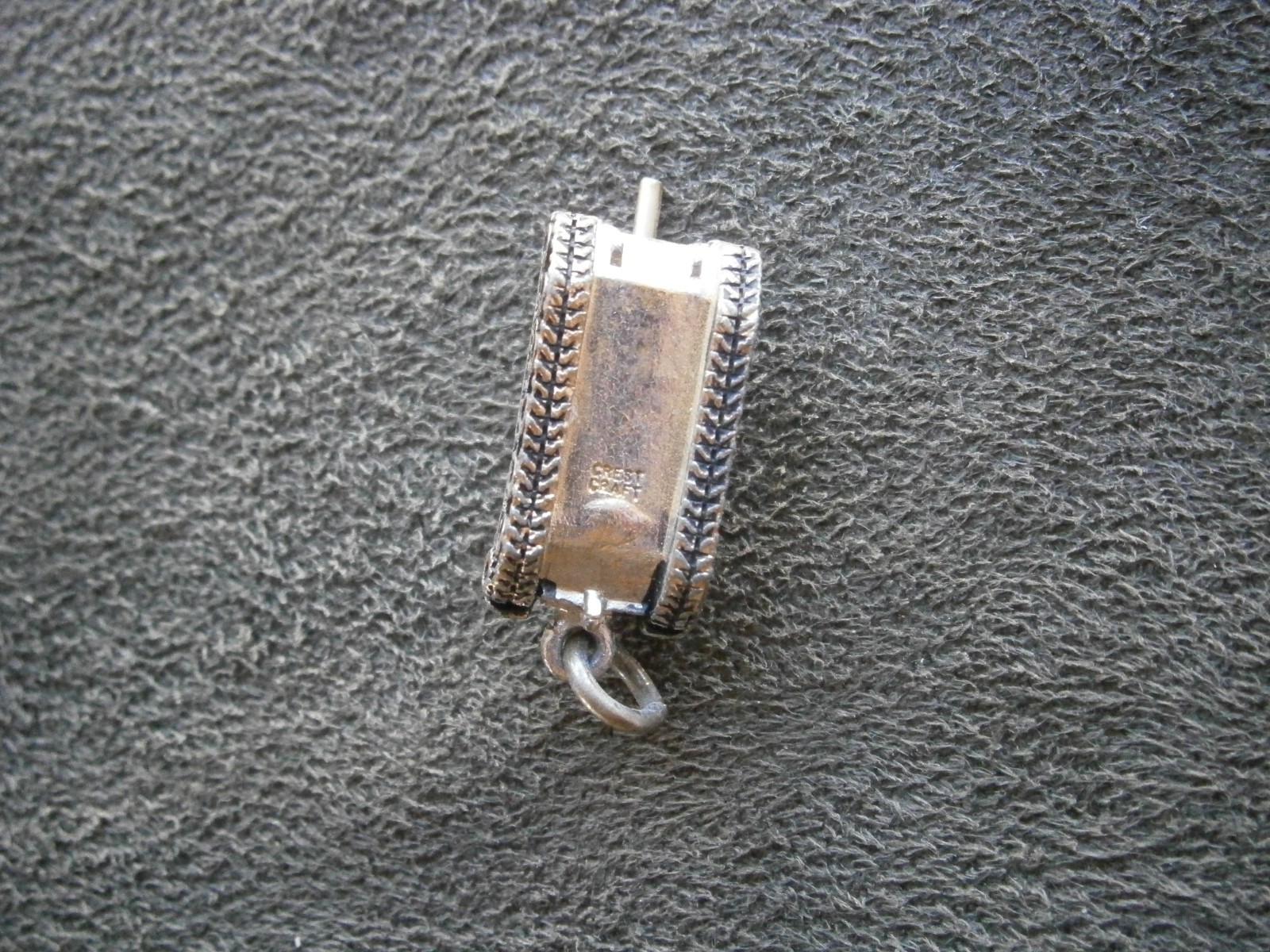 WWII Military Tank Vintage Crest Craft Goldtone Charm Pendant 5.2g