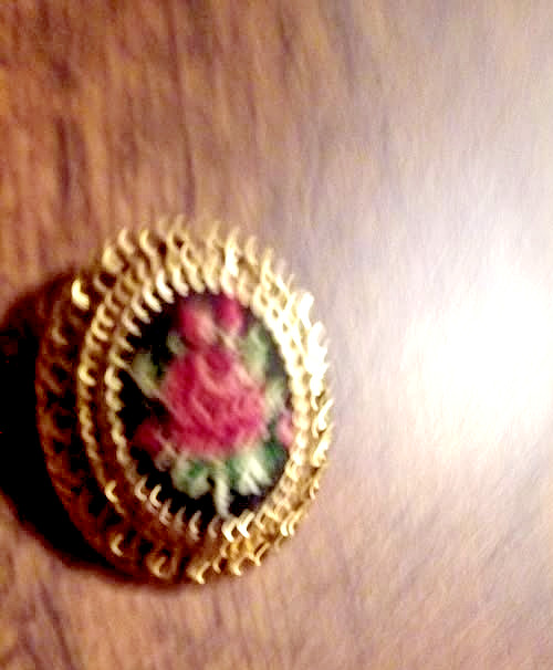 embroidered red rose brooch pendant vintage goth cottagecore