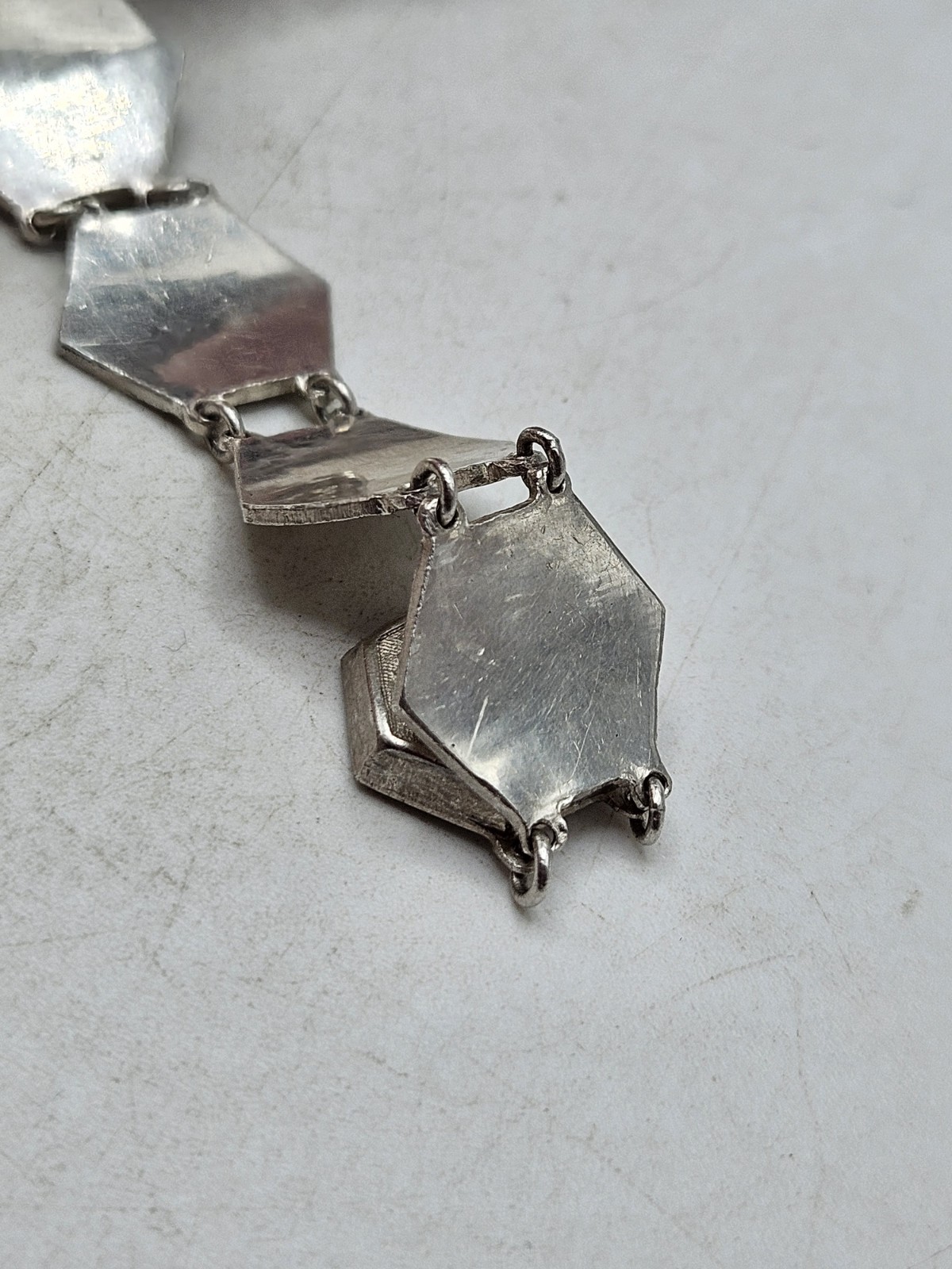 Vintage China Export Sterling Silver Panel Bracelet. Signed China, Sterling,