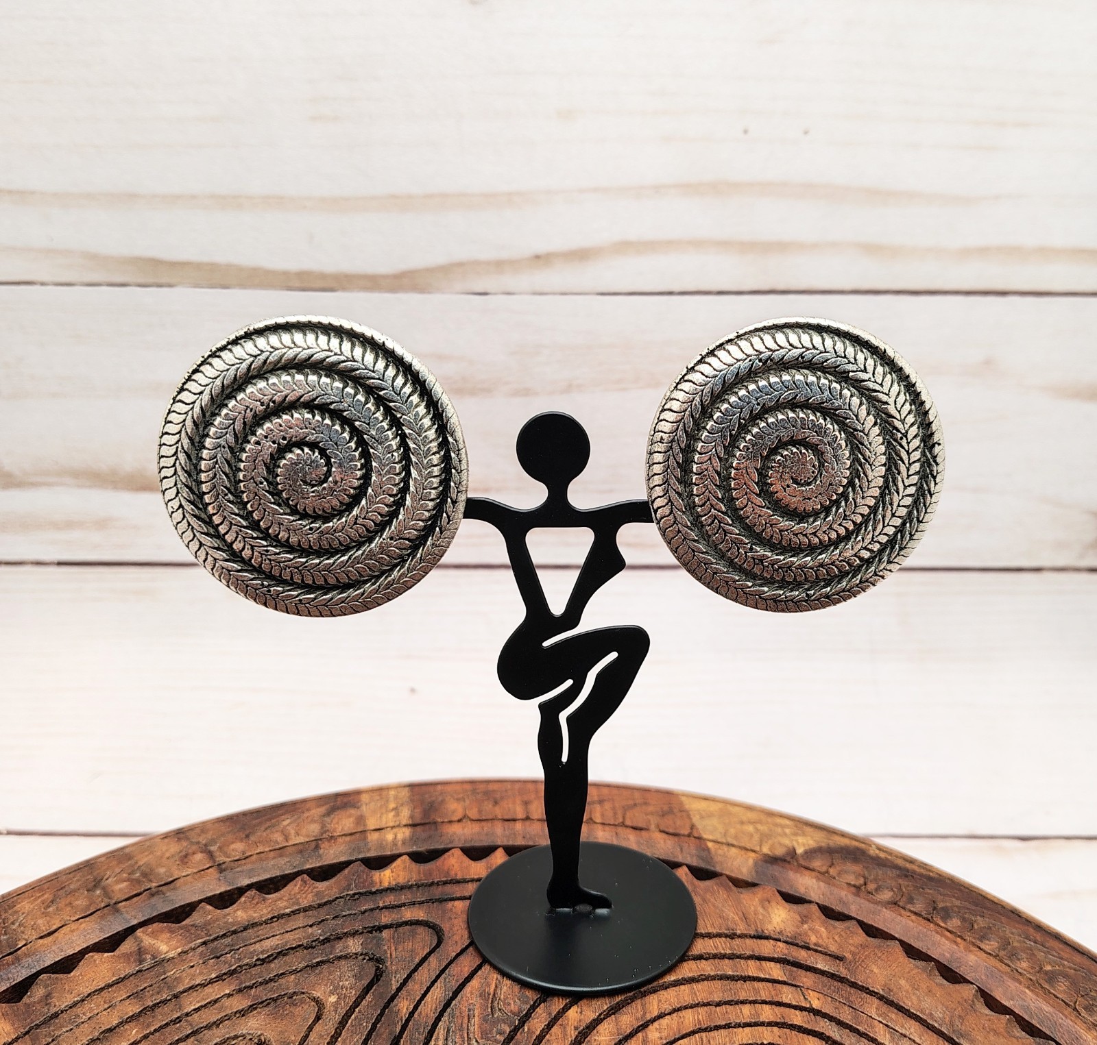 Jeff Lieb Antiqued Silver Spiral Earrings. Clip On, Signed