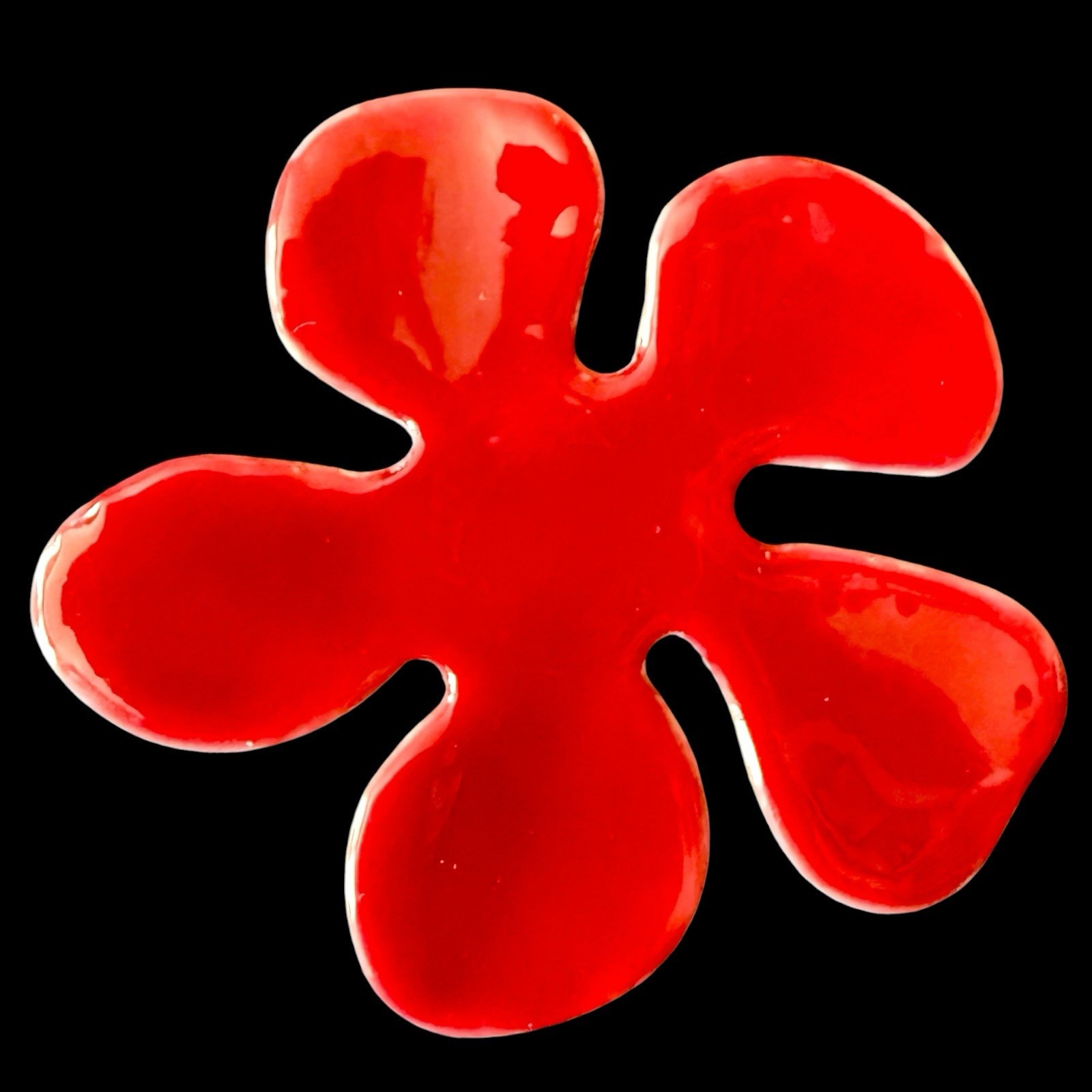 Enamel Flower Brooch Pilgrim Red Pop Art Abstract Flower Pin Vintage Denmark