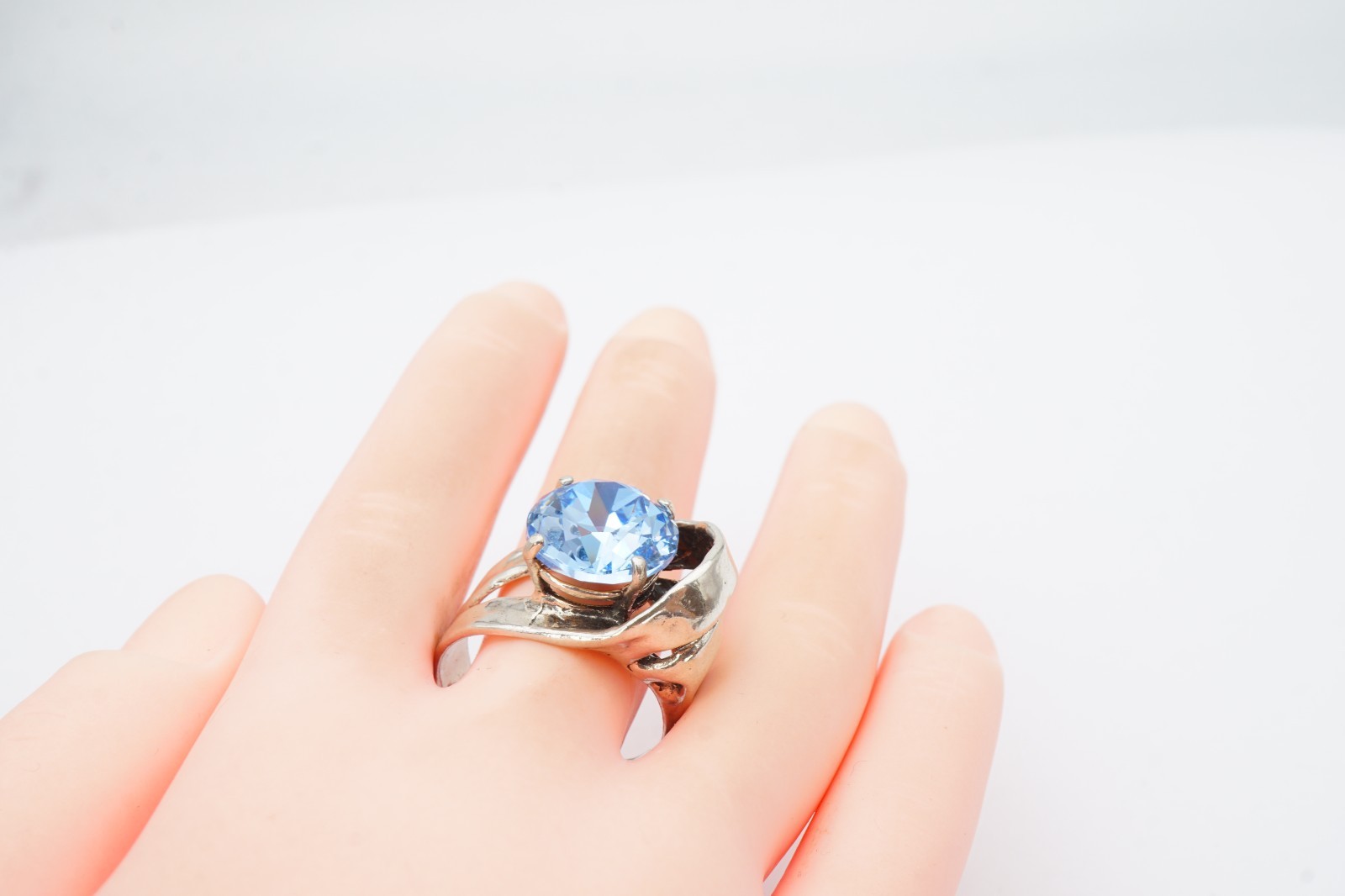 Vintage Sterling Silver 925 Blue Glass Stone Ring Size 9.25 Signed Zuman