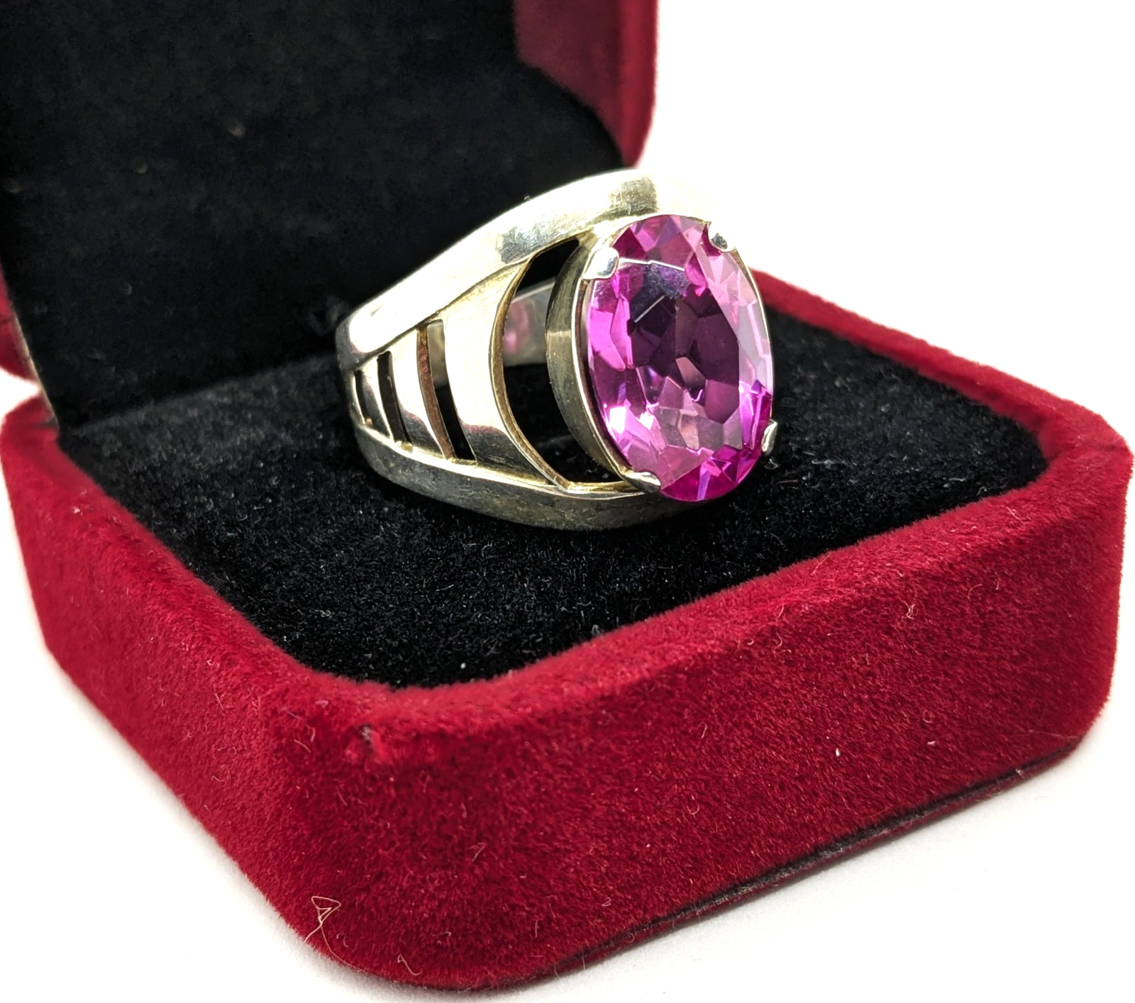 Vintage Luxury Soviet RING Silver⭐️875 with Big Bright Ruby -10.5US (20mm) | #77