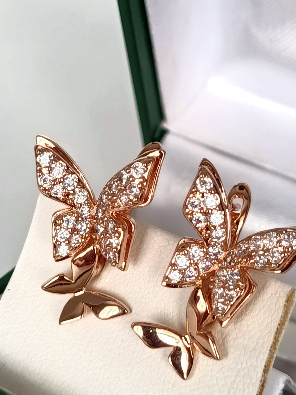 Vintage 1990-s 14 Ct Rolled Gold Large Zircons Earrings-Hallmarked 585 RG