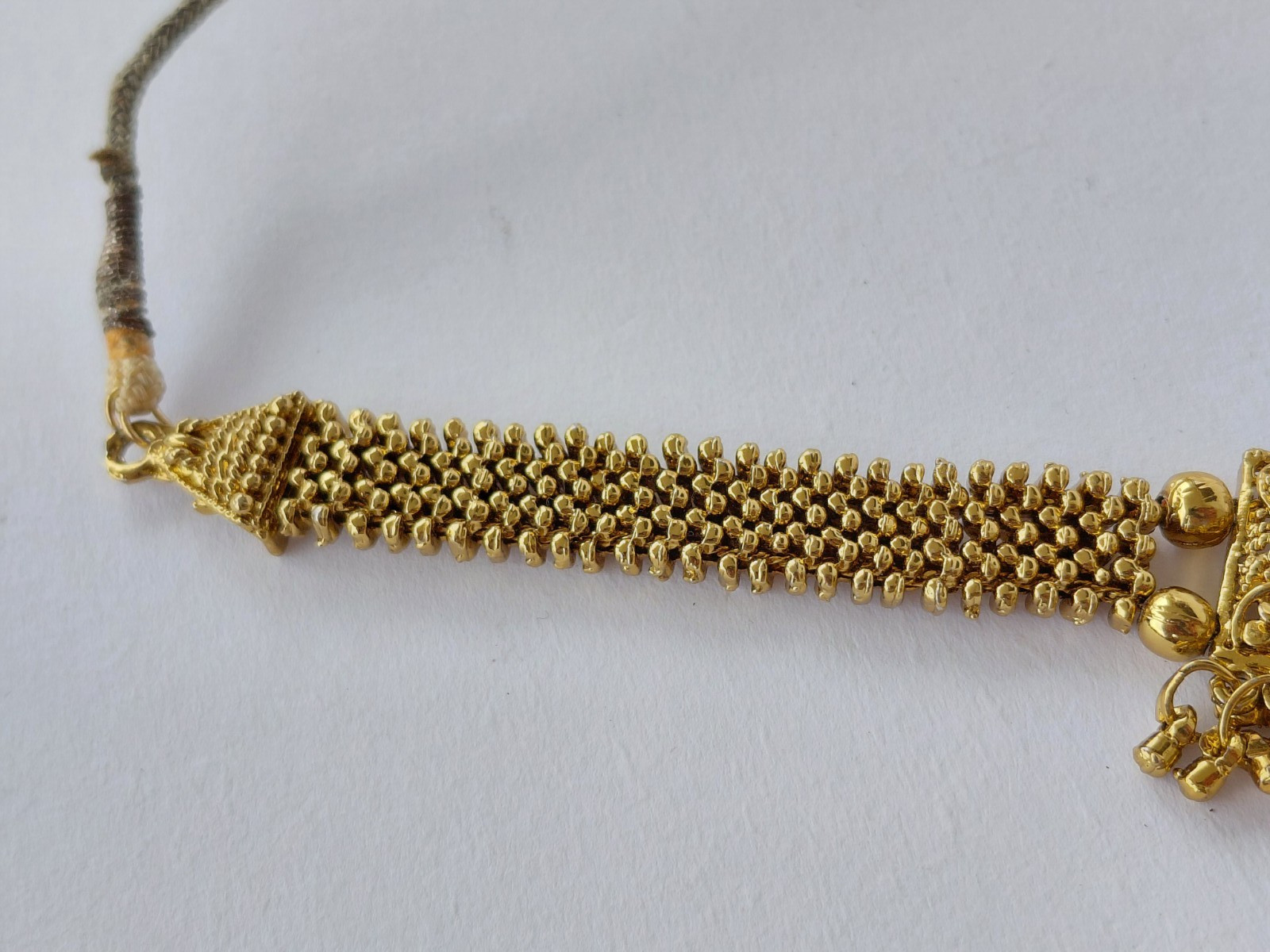 Vintage Necklace Indian Kundan Bridal Choker Adjustable Gold Tone Rhinestone
