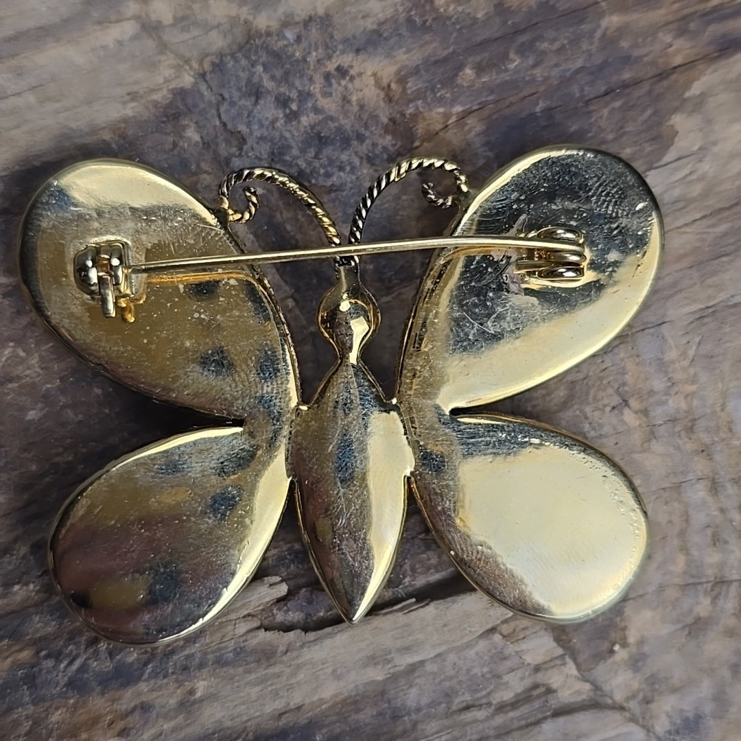 Orange Yellow Gold Tone Butterlfy Pin/Brooch