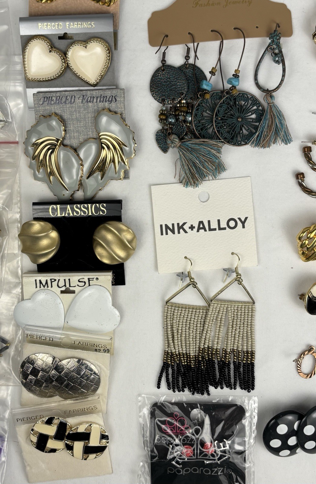 Large Earring Lot 100+ Pairs Mixed Vintage Modern Pierced Clip Hoops Studs