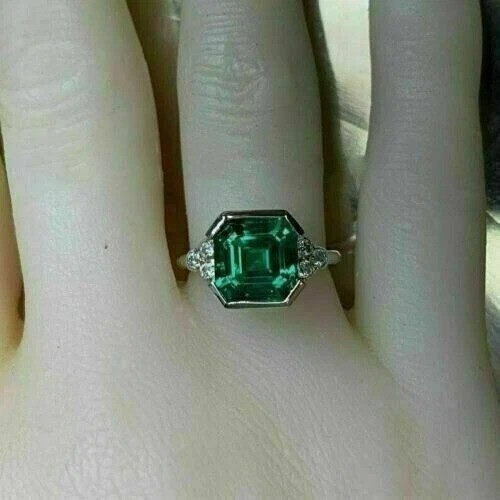 4.05Ct Art Deco Style Lab Created Diamond Anniversary 14K White Gold Finish Ring
