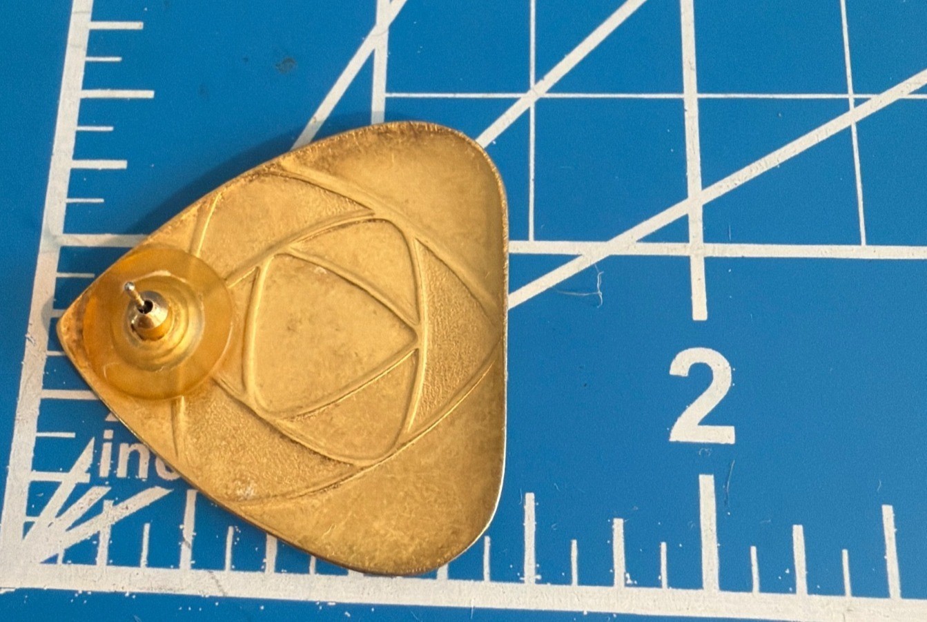 Vintage Gold Tone Art Deco Pendant Brooch Earring Set Ladies Profile Geometric