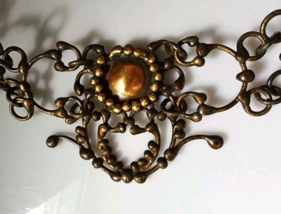 Vintage Brutalist Gothic Necklace Bronze Signed One Of A Kind OOAK Sculptural 73