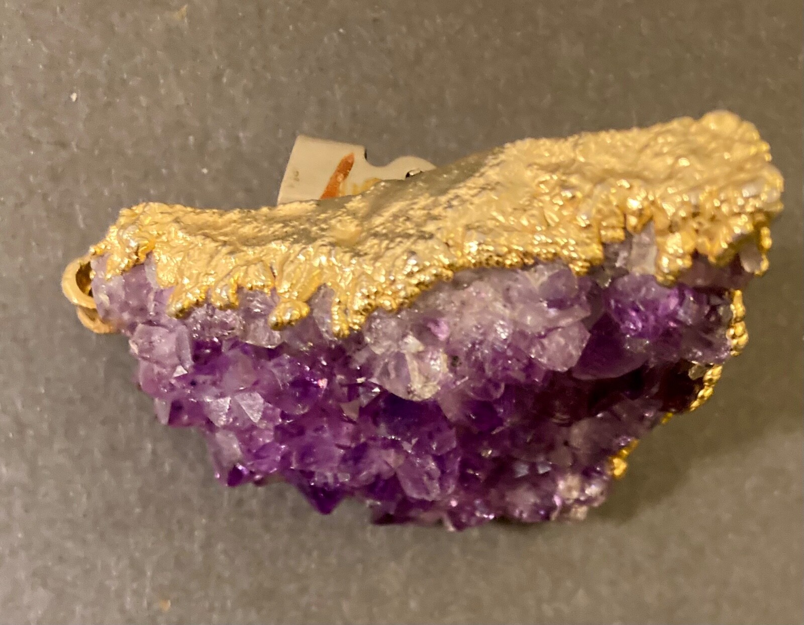 VINTAGE AMETHYST NATURAL CRYSTALS PENDANT / BOLO CLIP ~ BRUTALIST ~ Australia