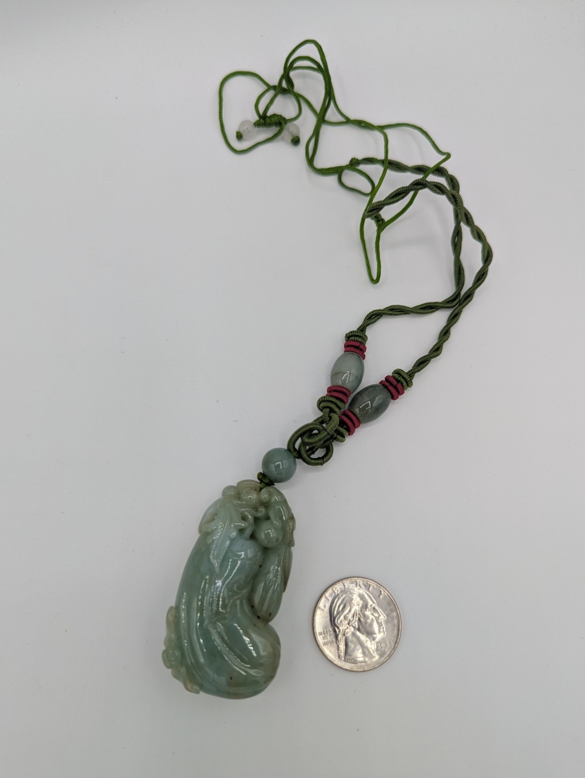 5 Chinese Carved Jade Pendants Pendant Lot – Goat, Sheep, Dragon, Fruit, Floral.
