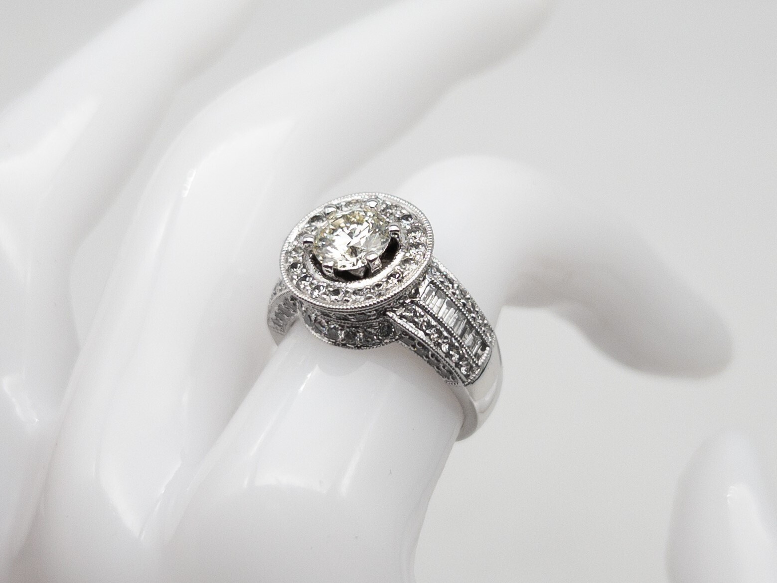 $12,000 2.53ct EGL IDEAL CUT Si1 K Diamond 14k White Gold HALO Wedding Ring 8g