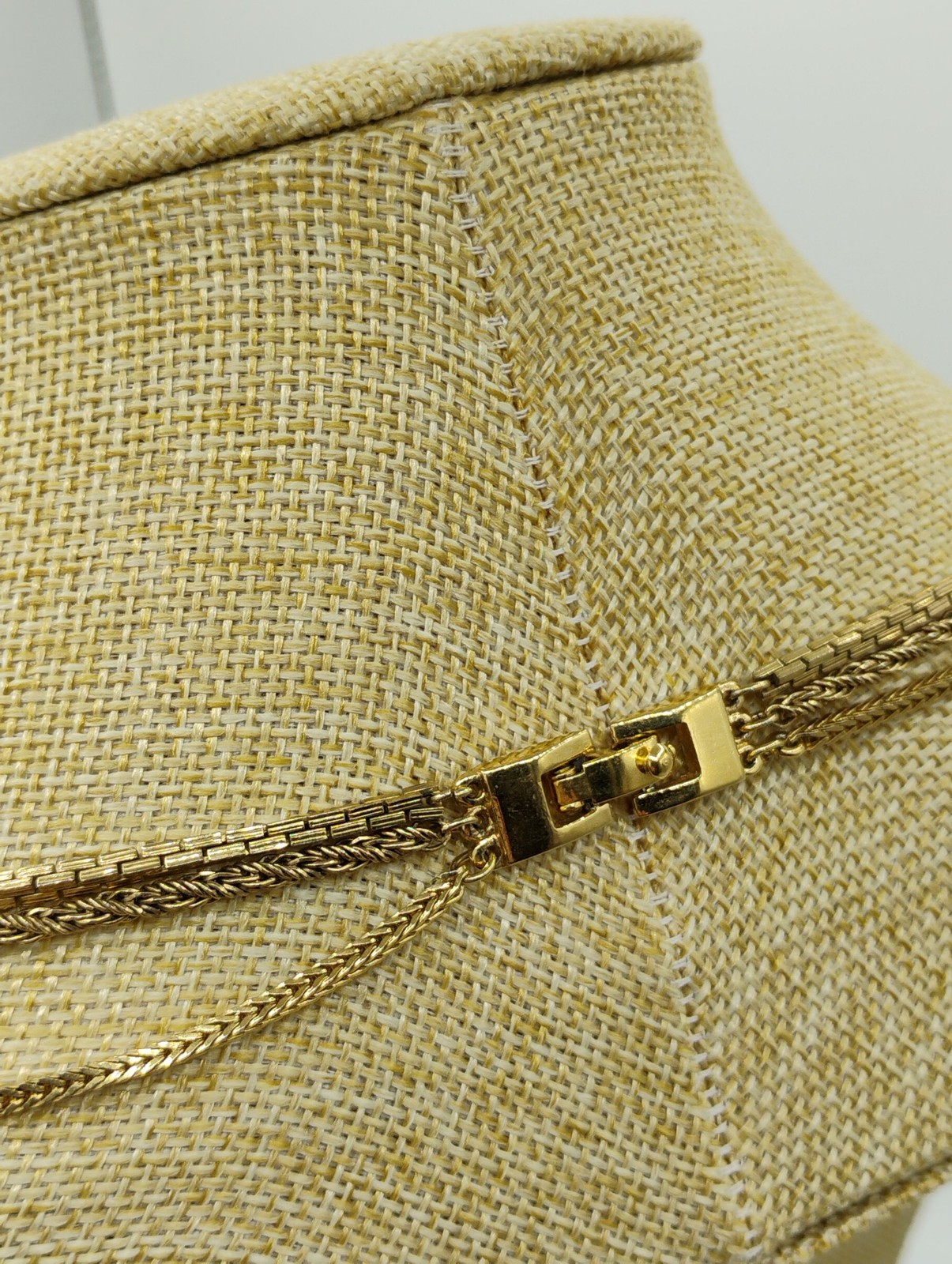 32″-34″Monet Gold Tone Triple Strand Layered Chain Statement Necklace