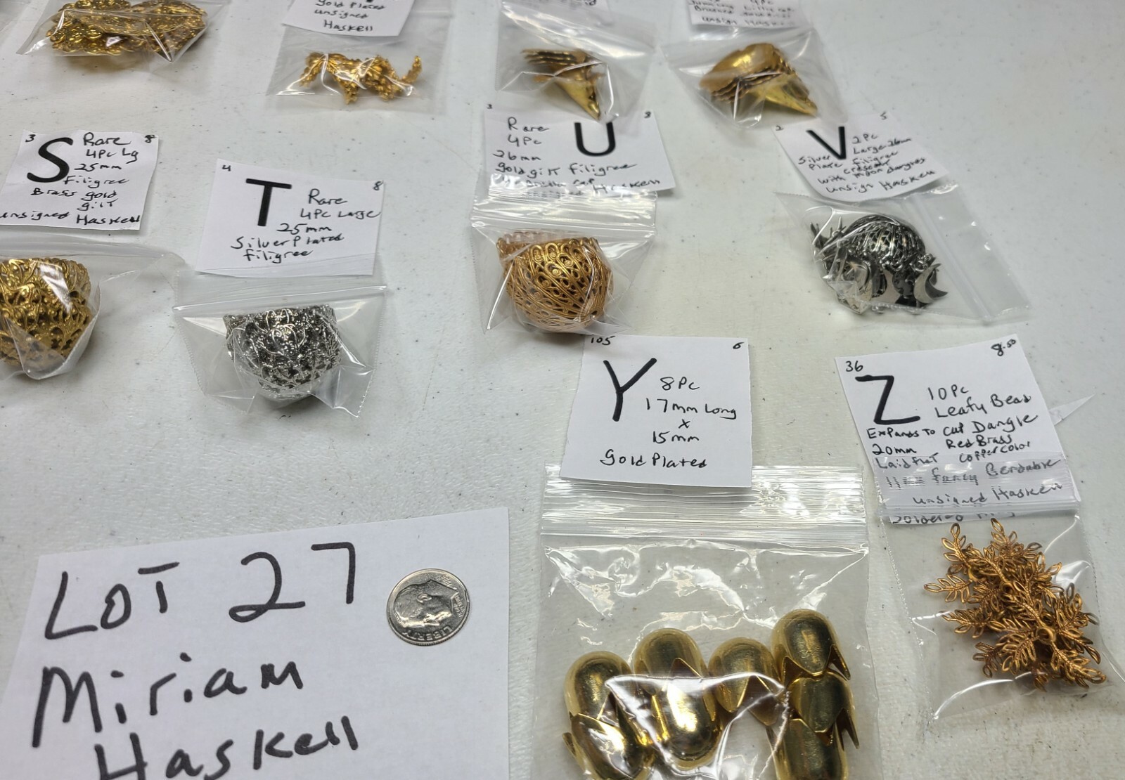 HUGE LOT #27 Bead Caps Large Size Miriam Haskell Jewelry Findings Filigree RARE