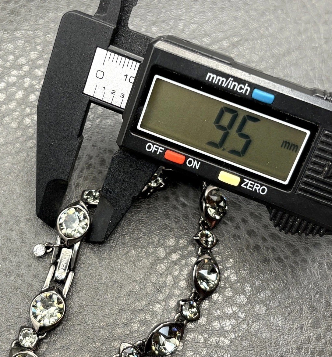 Vintage Y2K Givenchy Gunmetal Crystal Rhinestone Sparkling Tennis Bracelet