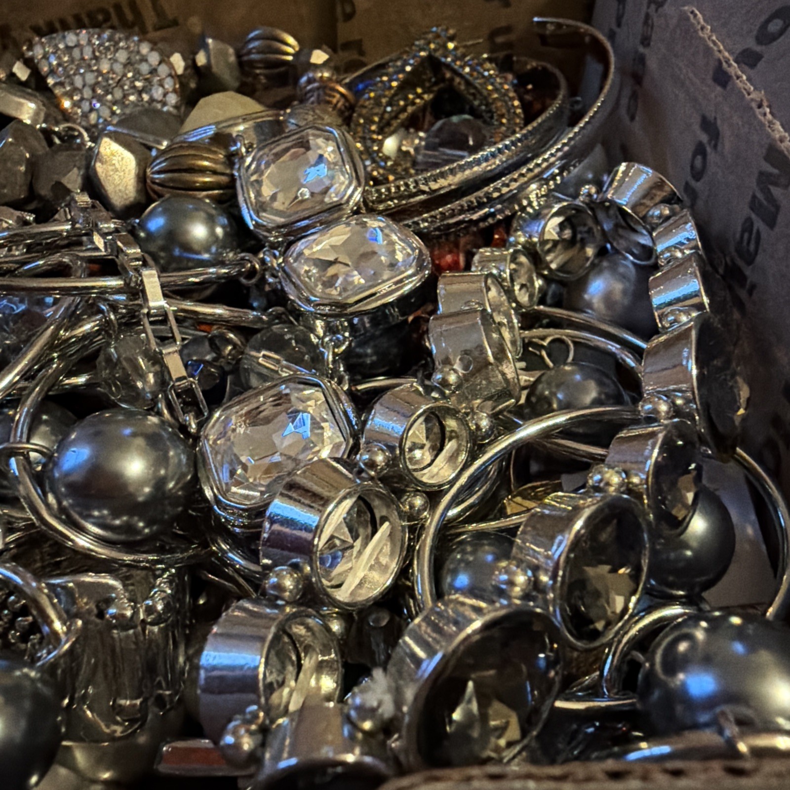 Vintage to Now Jewelry Lot All Wearable Untested. No Junk. Box B8 Rhinestones