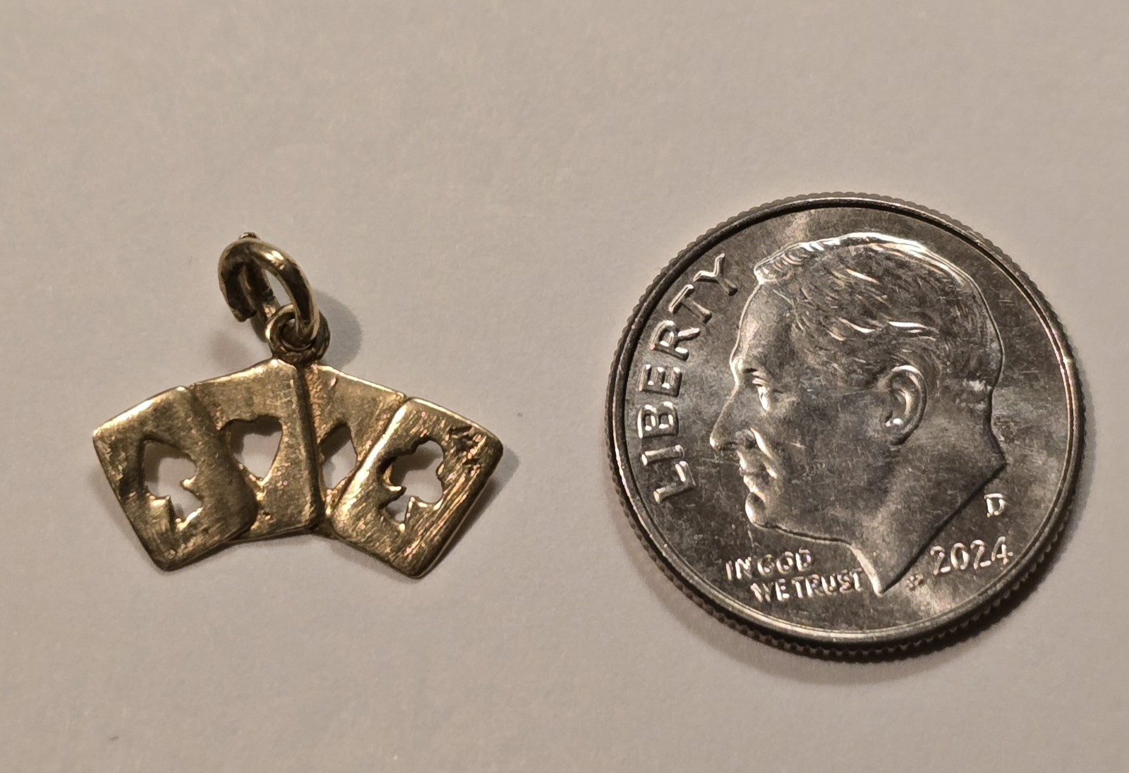 14k Gold Suit Cards Pendant Vintage Custom Made