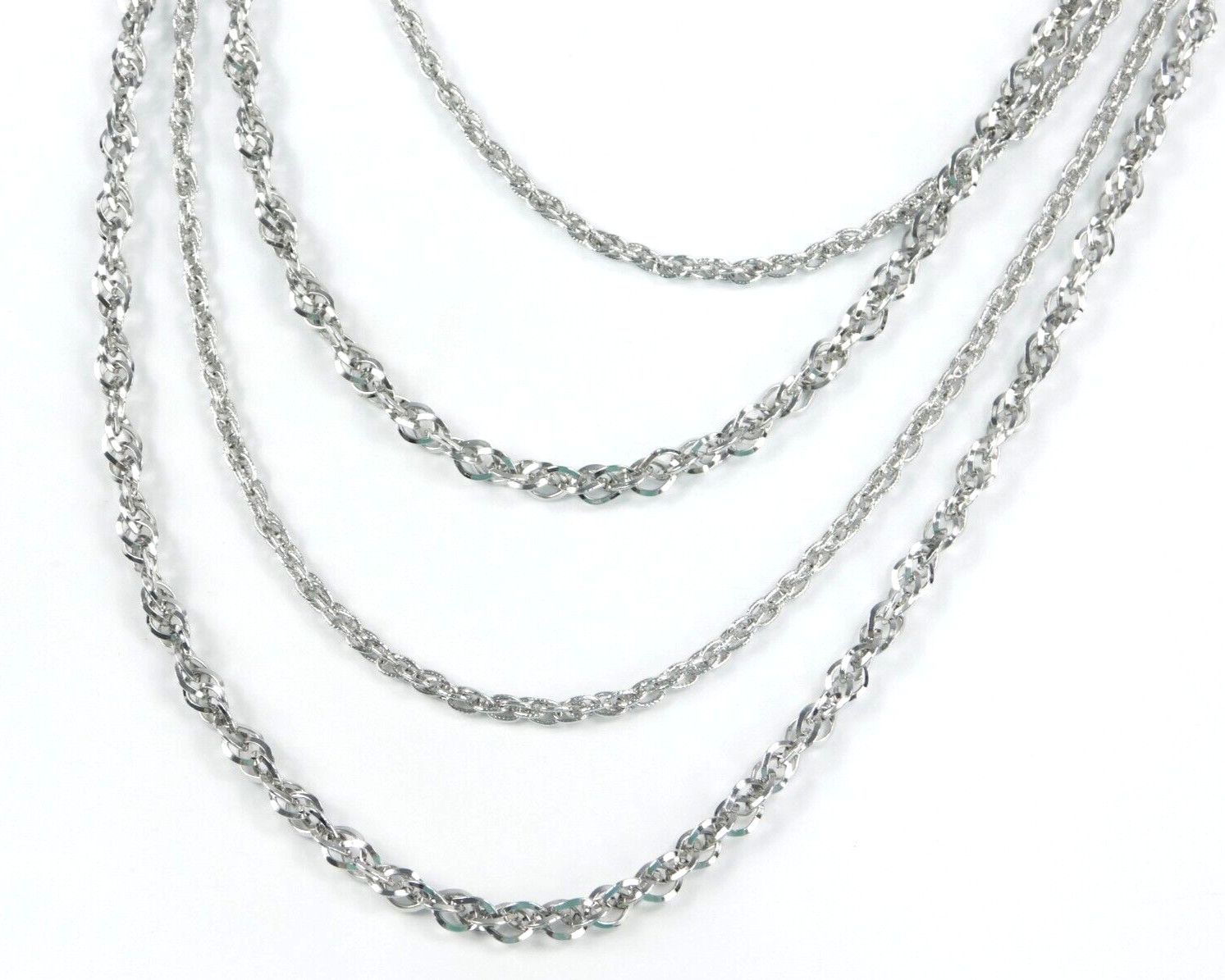 Vintage Crown Trifari Silver Tone 4 Multi Chain Statement Necklace 27″