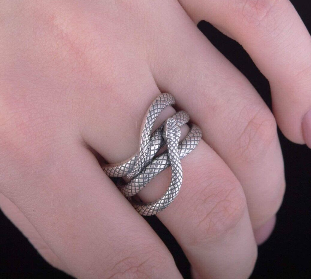 Snake Pattern Style Ring Gift Ring For Her 925 Silver plated Royal Vintage Ring