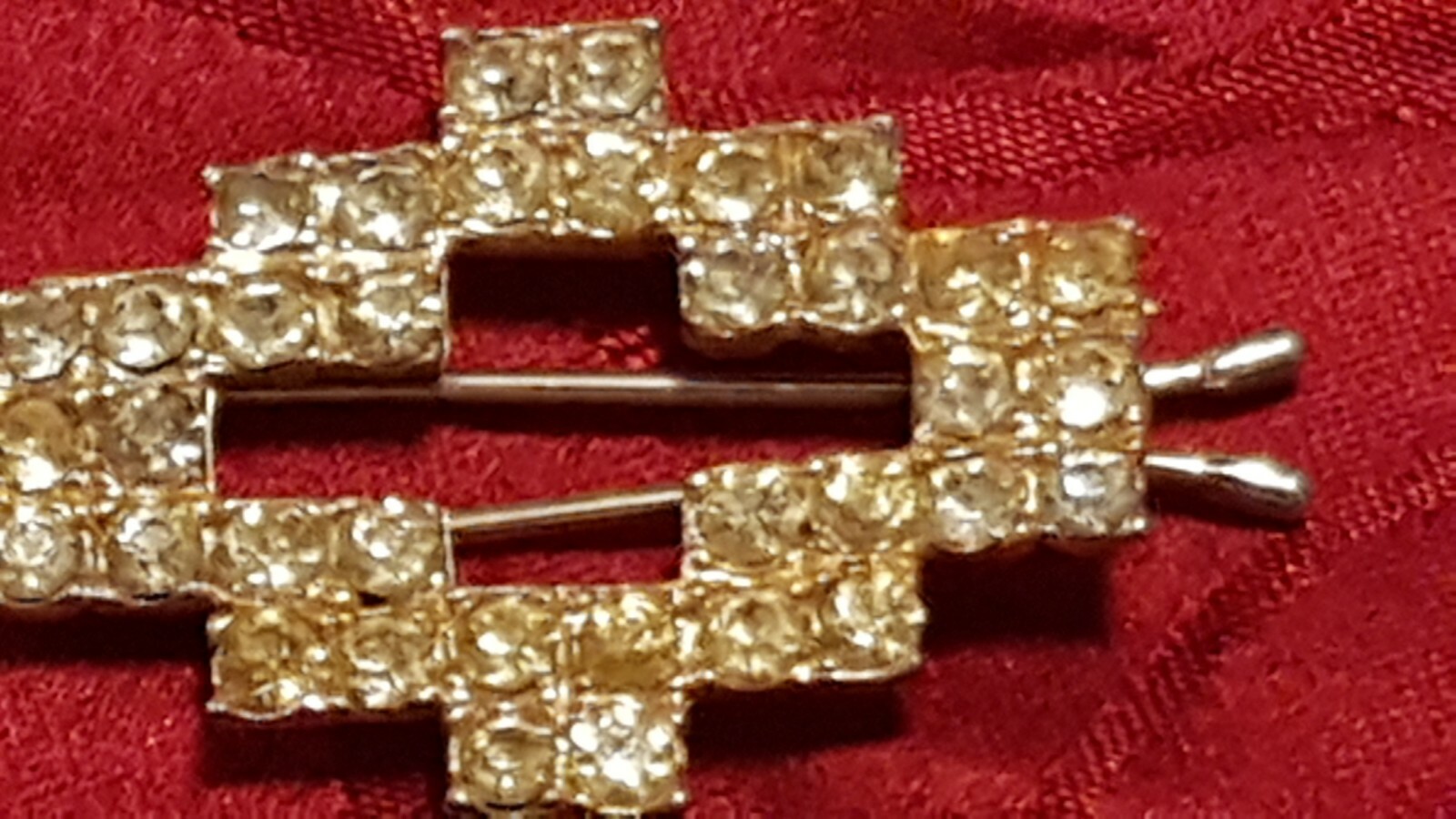 Vintage Rhinestone Hair Barrette Early 80’s Gold tone Yellow Stones None Missing