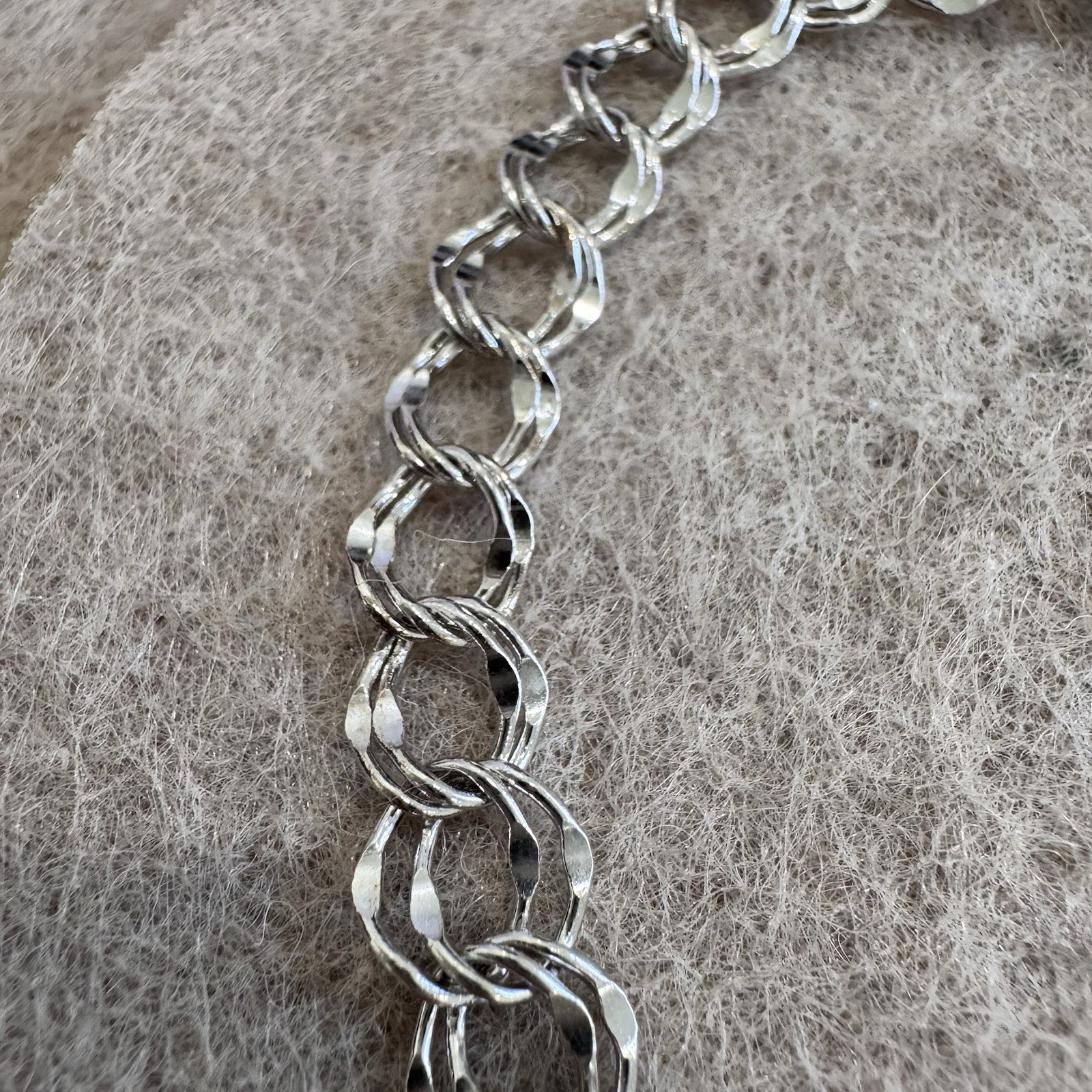 Vintage Sterling Silver Double Link Chain Bracelet Charm Jewelry 7.625 inch