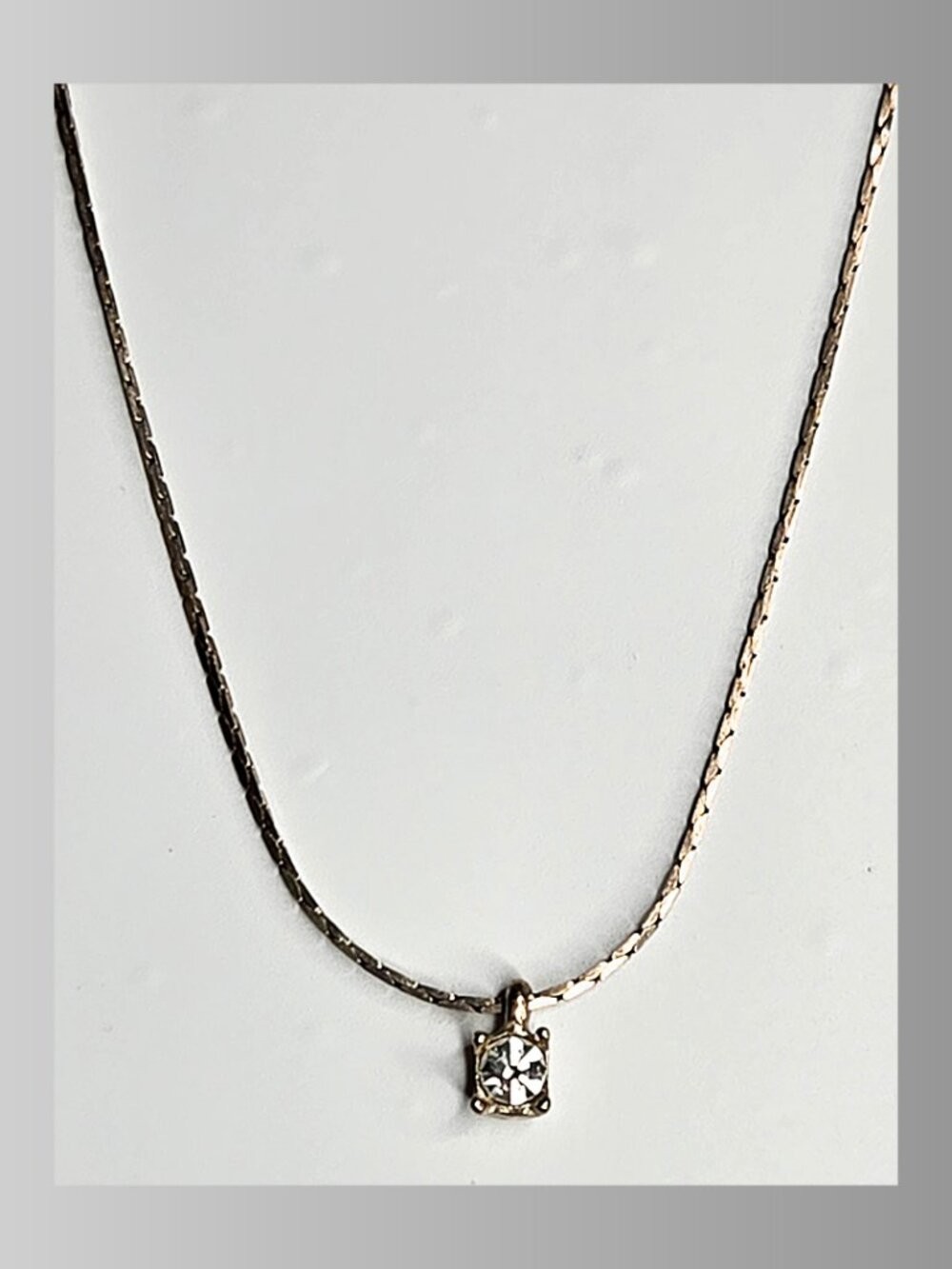 18 Inch Silver Tone Solitaire Necklace