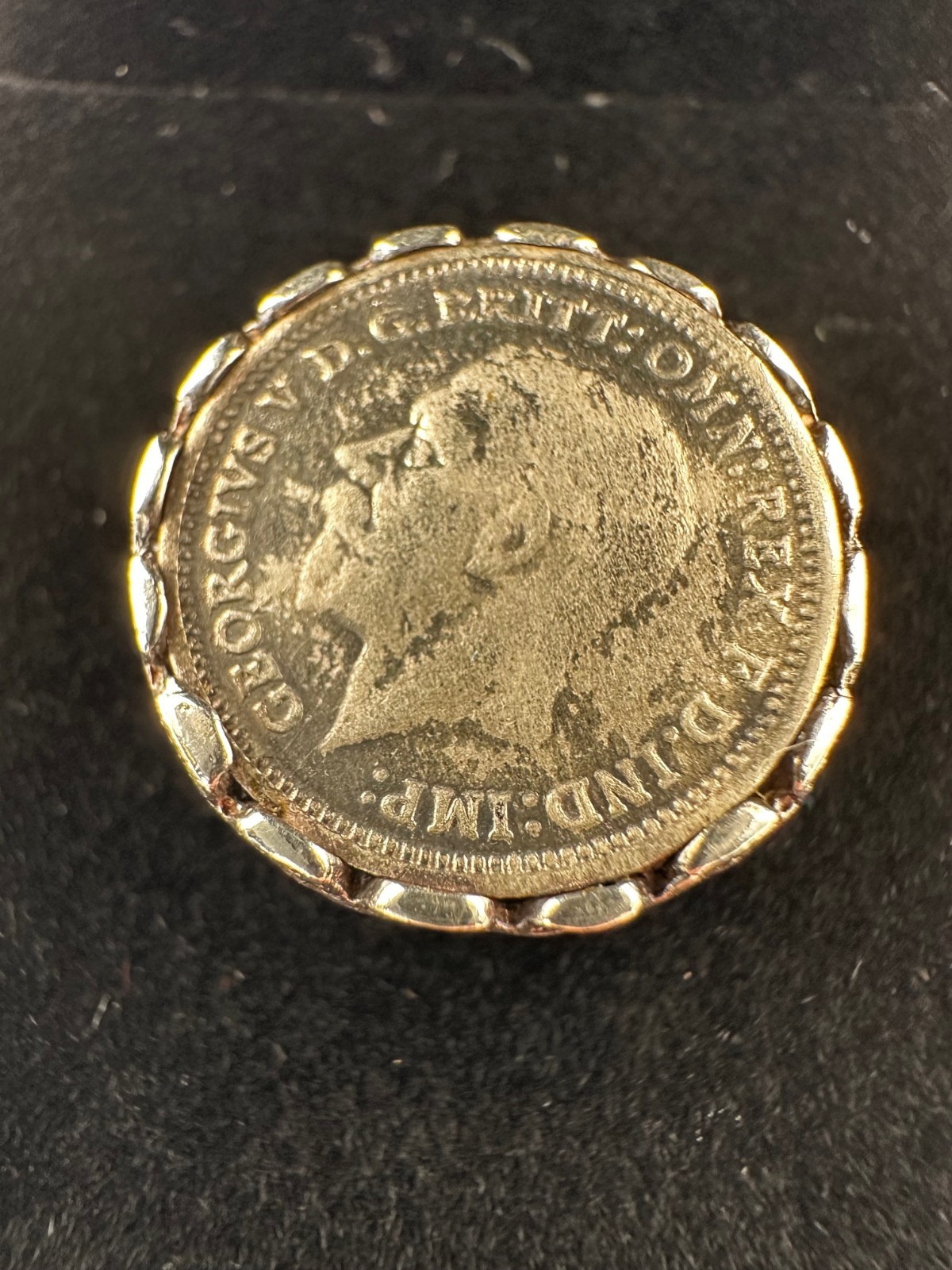 1935 Silver Three Pence Coin Ring