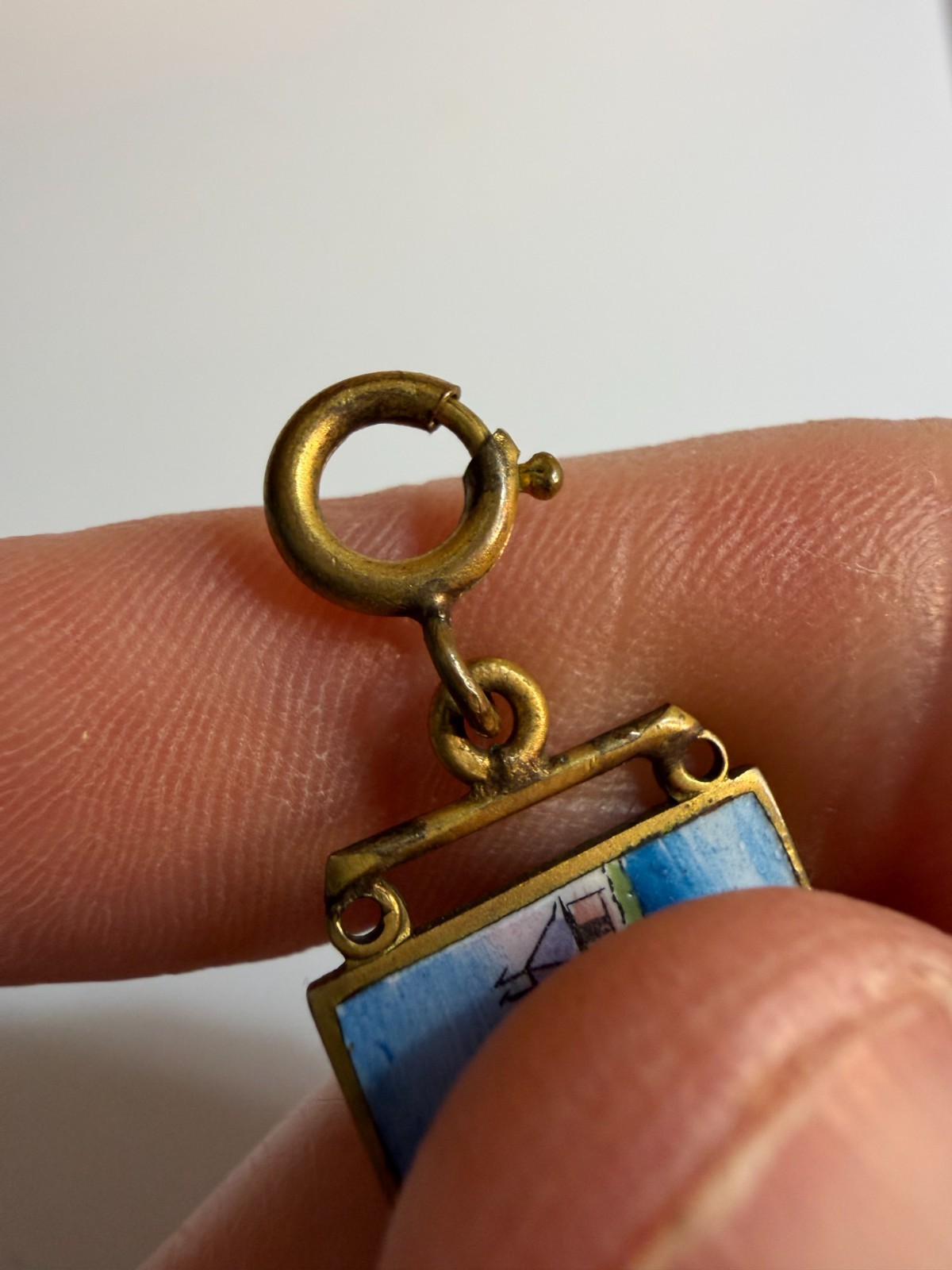 Vintage Havana Cuba Enamel Souvenir Travel Bracelet Panel Links Mid-Century