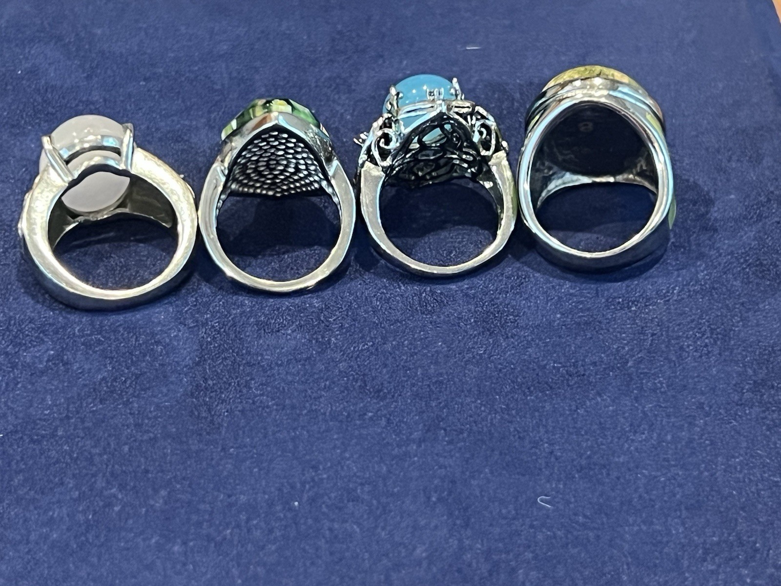 Vintage Stainless Steel Rings Costume Chunky Jewelry Lot Of 4. Size 8