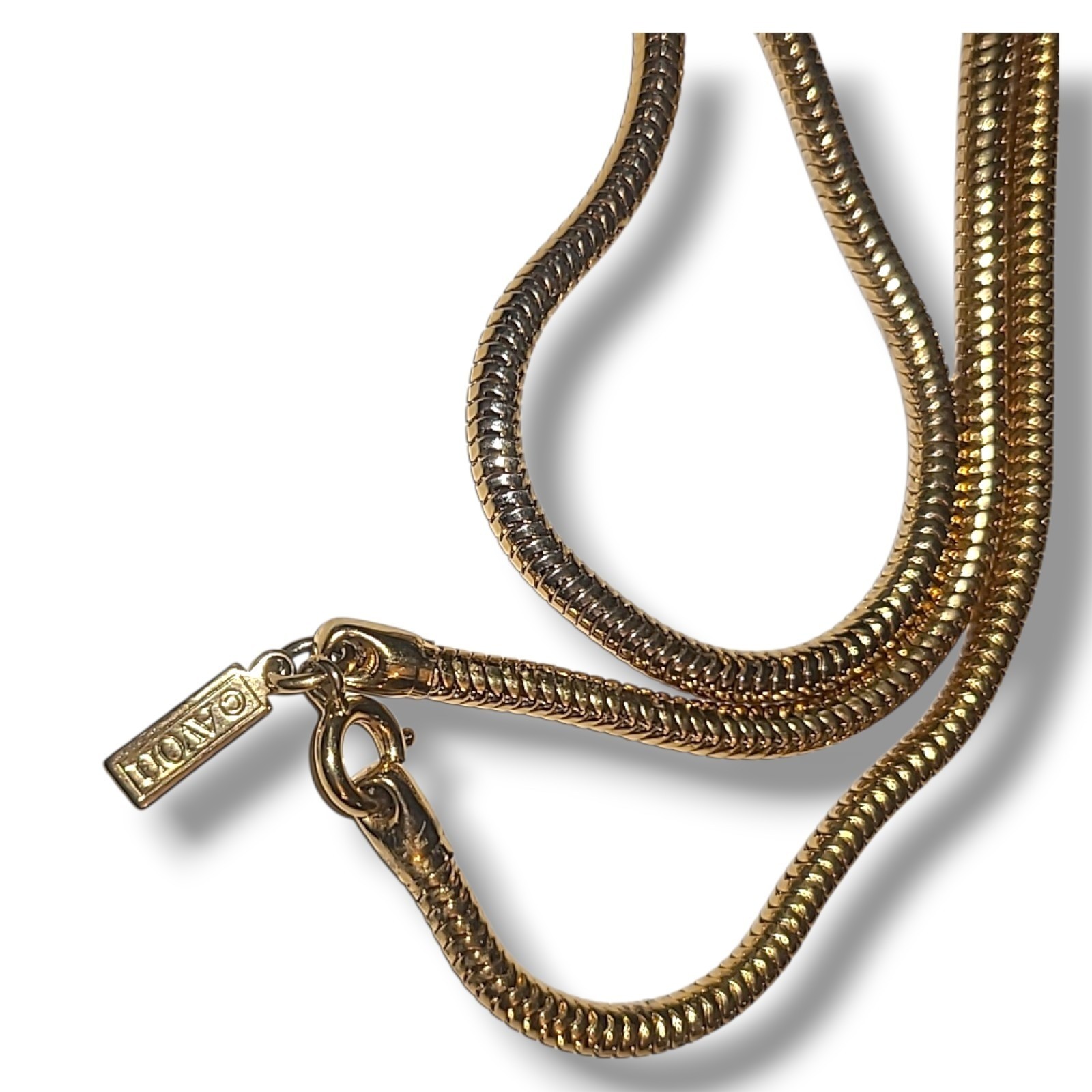 Vintage AVON Signed Gold Tone Rolled Snake Chain 18″