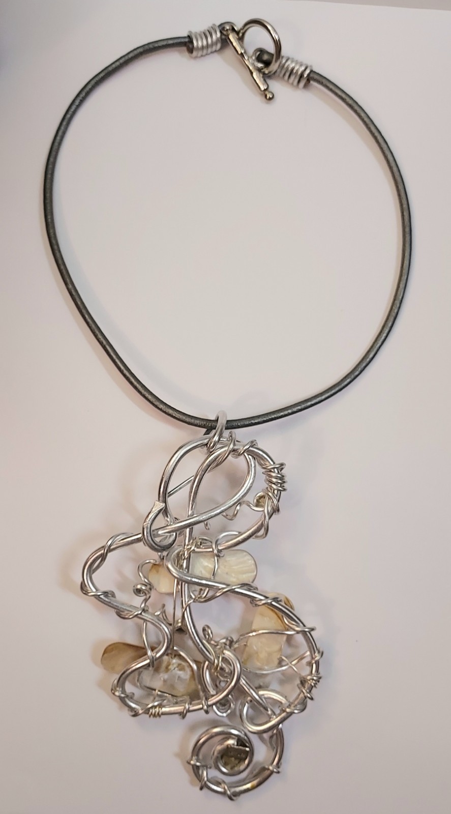 Jeff Lieb Statement Necklace Swarovski Crystal Shell Abstract Art Boho Signed