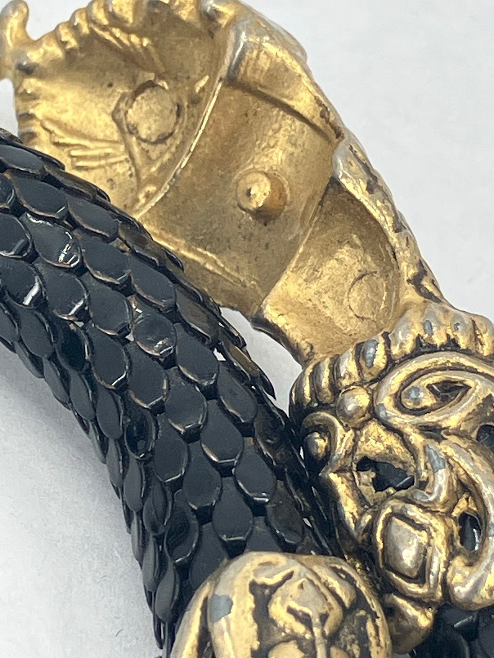 Vintage Snake Bracelet Black Mesh Bypass Wrap DL Auld