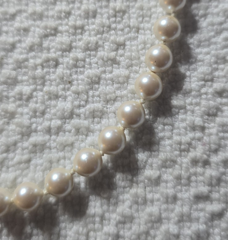 Monet Classic Hand Knotted Faux Pearl 16.5” Necklace Box Clasp Vintage Signed