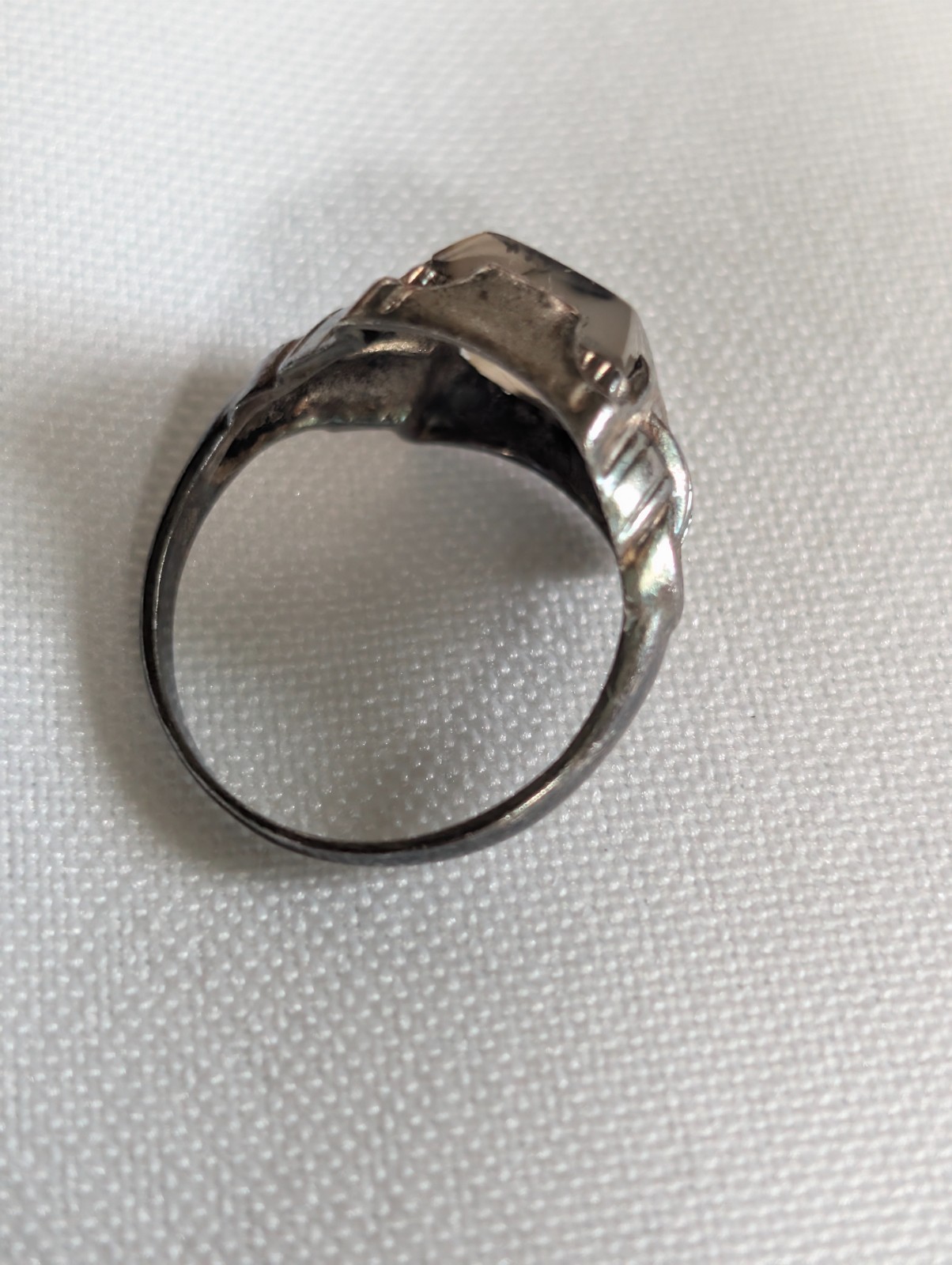 Vintage Sterling Silver Art Deco Moss Agate Ring Size 5
