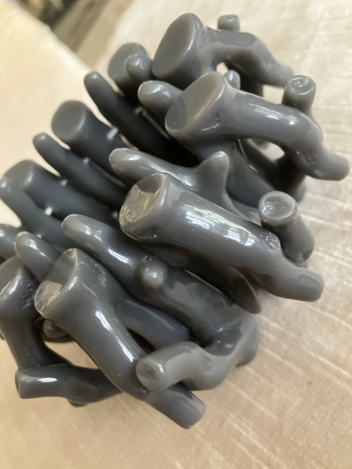Huge Dark Grey Fake Coral Lucite Resin Chunky Stretch Bracelet Bangle