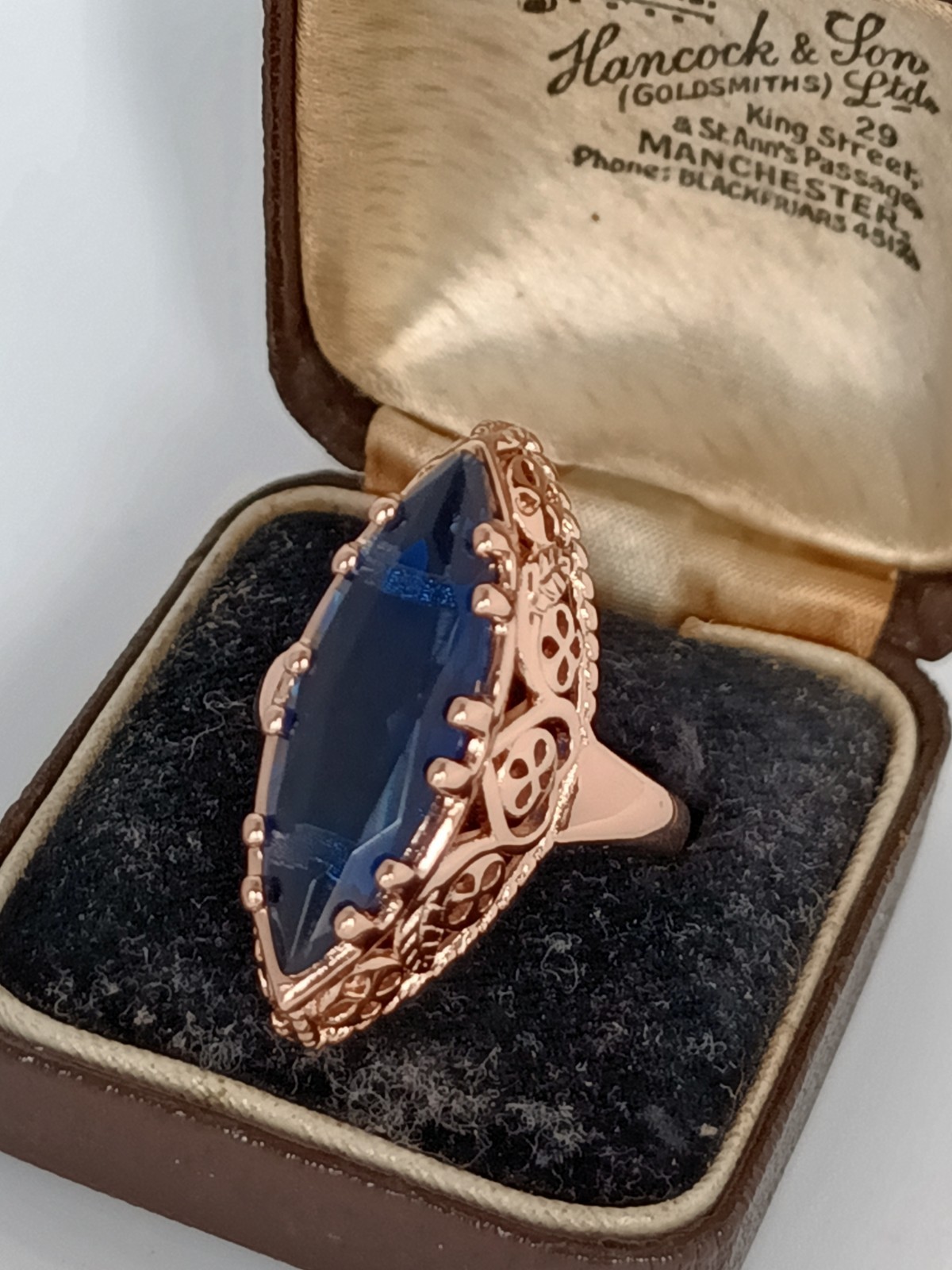 Vintage 1990-s 14 Ct Rolled Gold Sapphire Ring Size UK M US 6 Hallmarked!