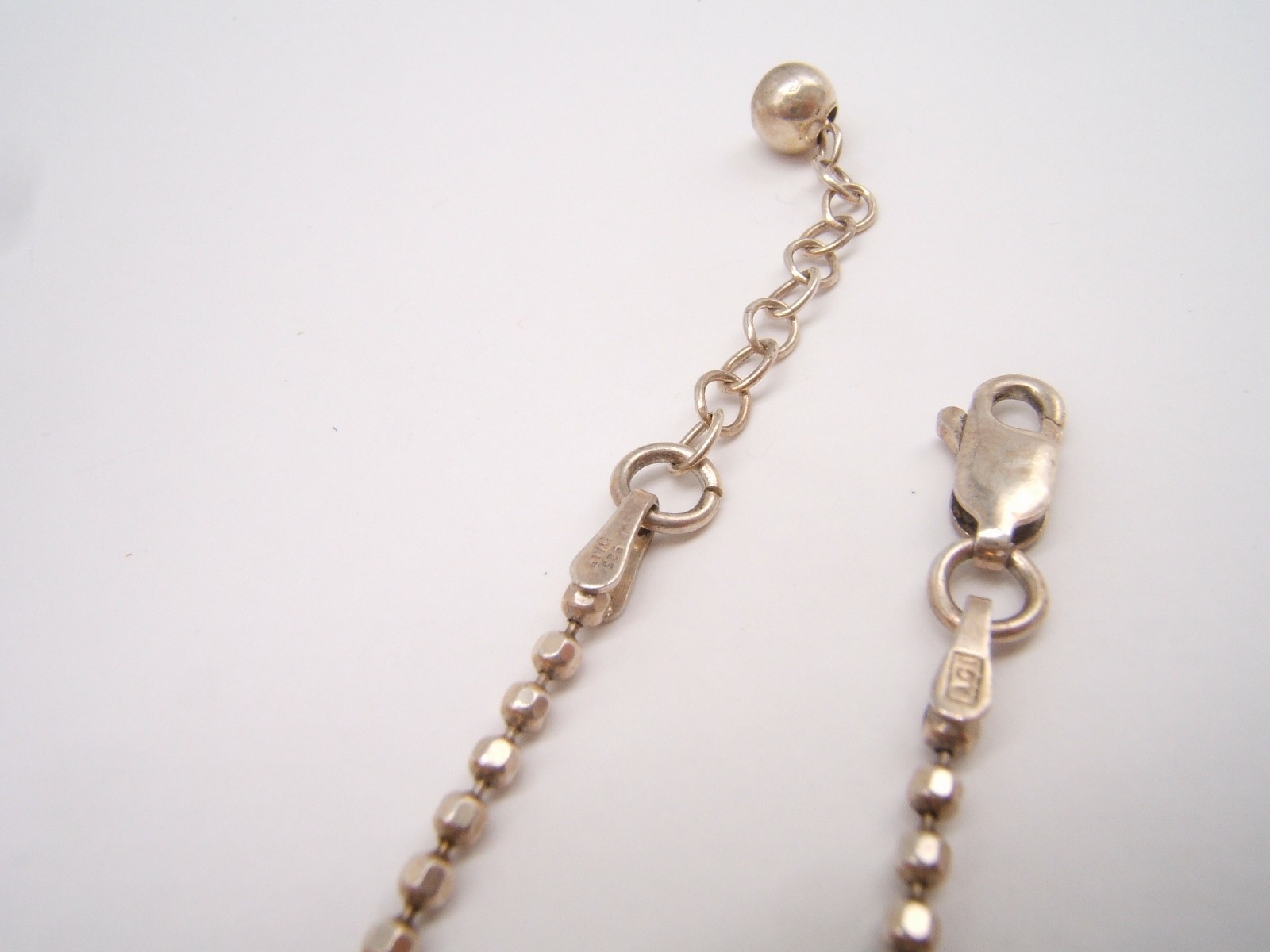 VTG STERLING SILVER BALL CHAIN ANKLE BRACELET ITALY SIGNED AGI 9 1/4”