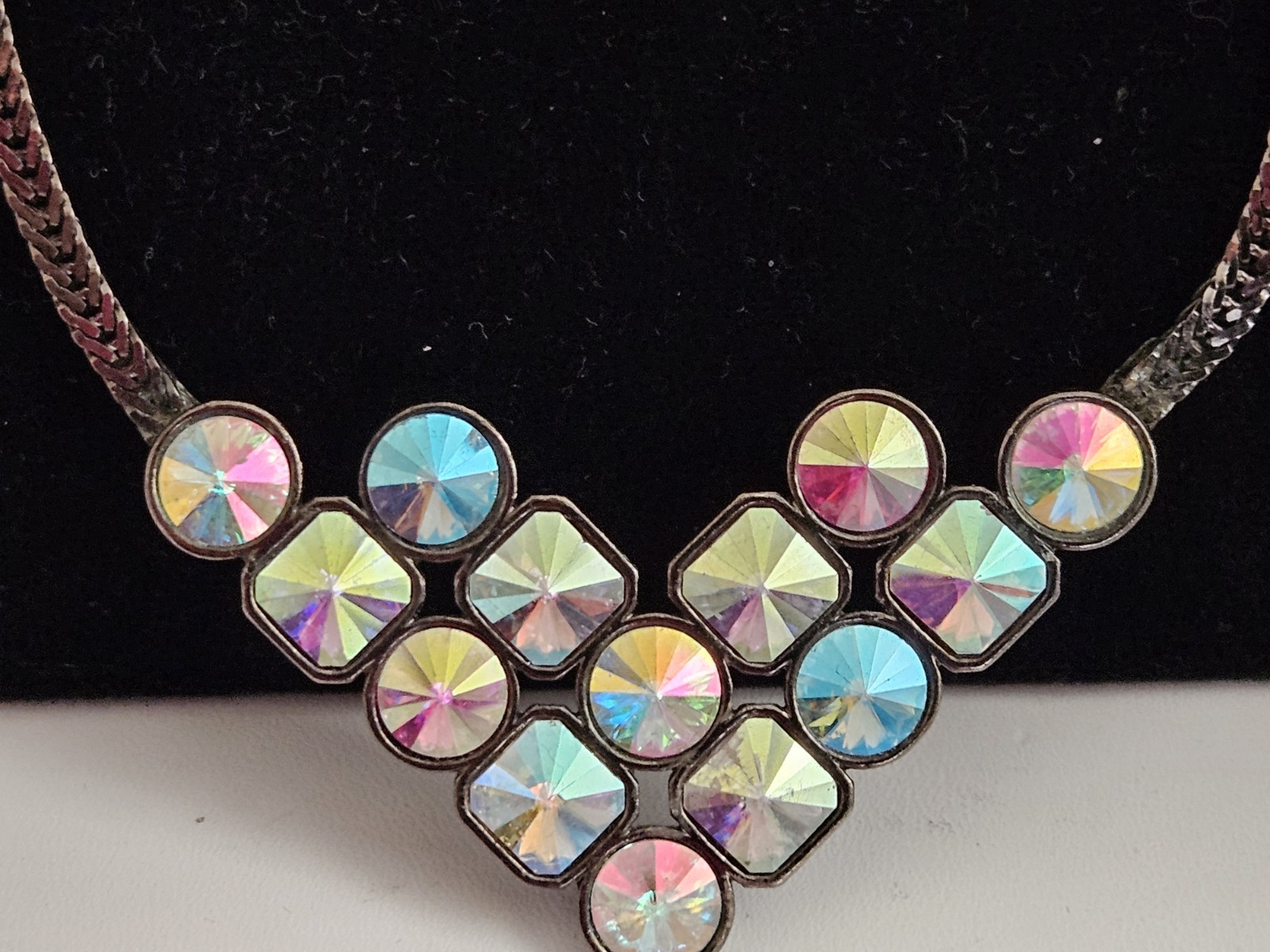 VINTAGE YSL YVES SAINT LAURENT AURORA BOREALIS V NECKLACE Great Condition!!