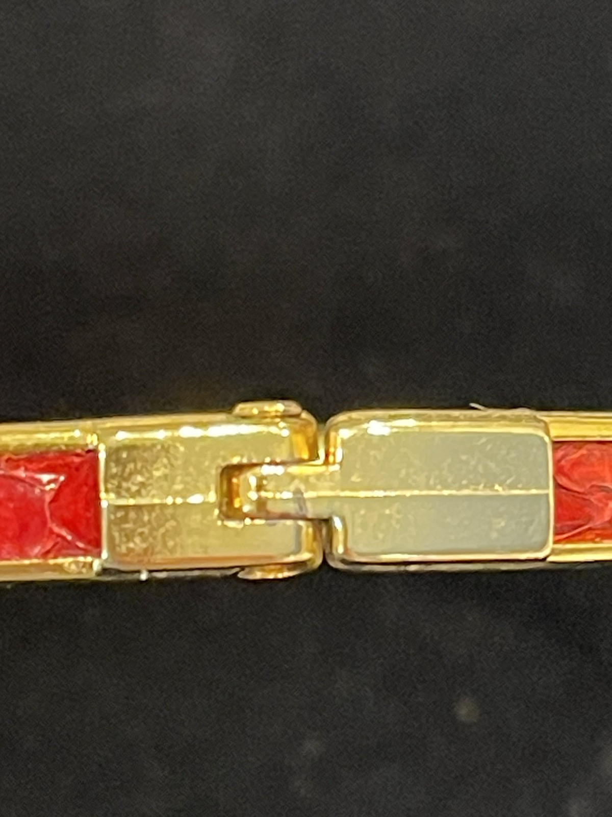 LAPO FLORENCE ITALY Snake Skin Red bracelet gold filled hinge bangle Very Good