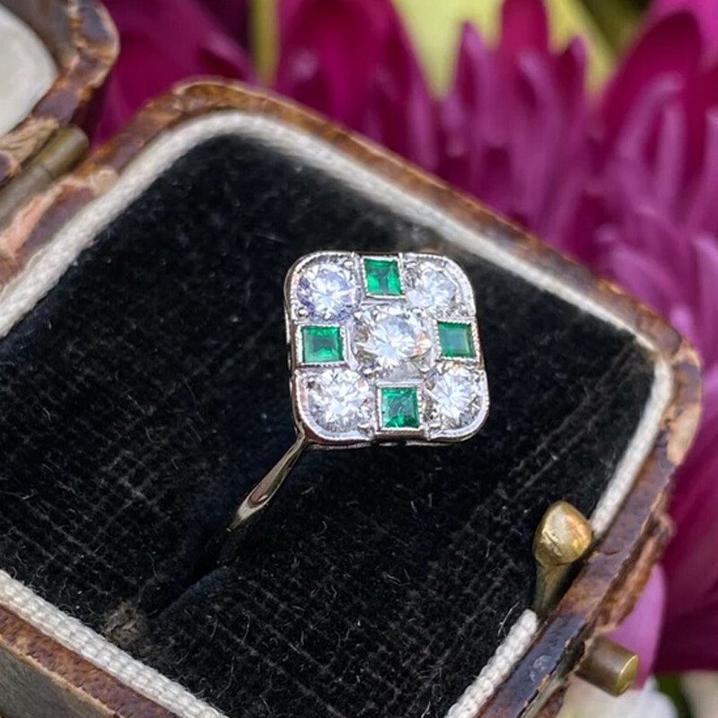 1 Ctw White Round Cut Simulated Diamond Art Deco 1920 Retro Ring In 925 Silver