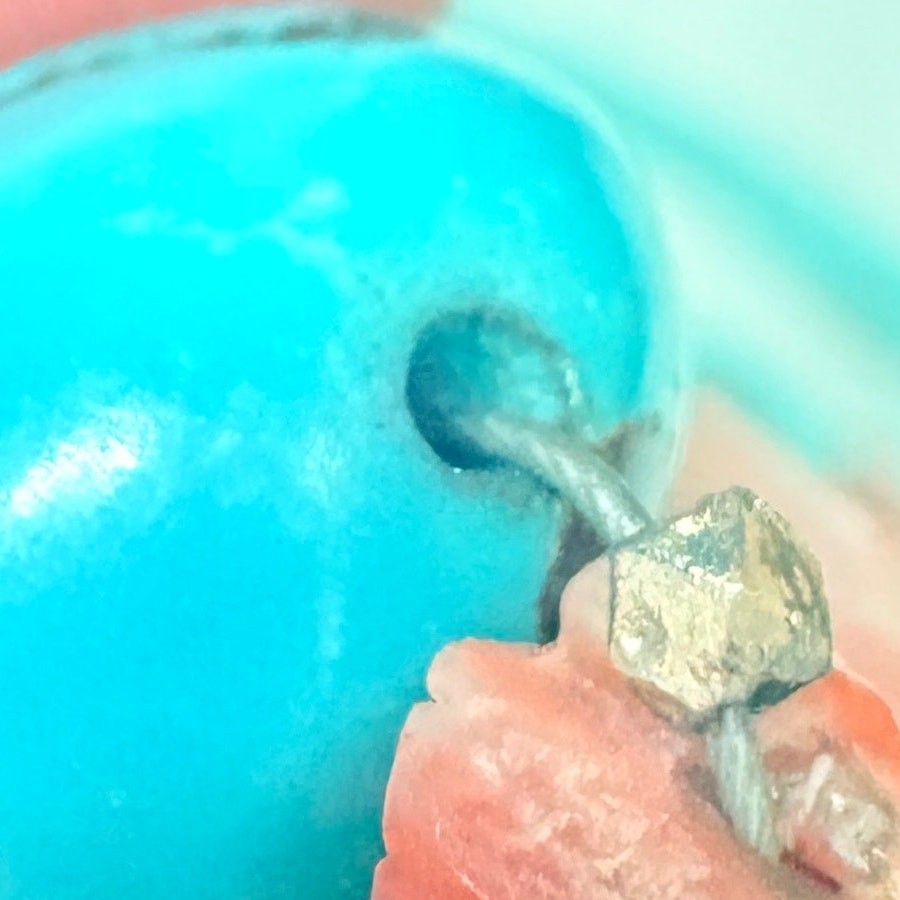 Turquoise & Sponge Coral Necklace, Double Strand, 925 Clasp, 1990s–2000s