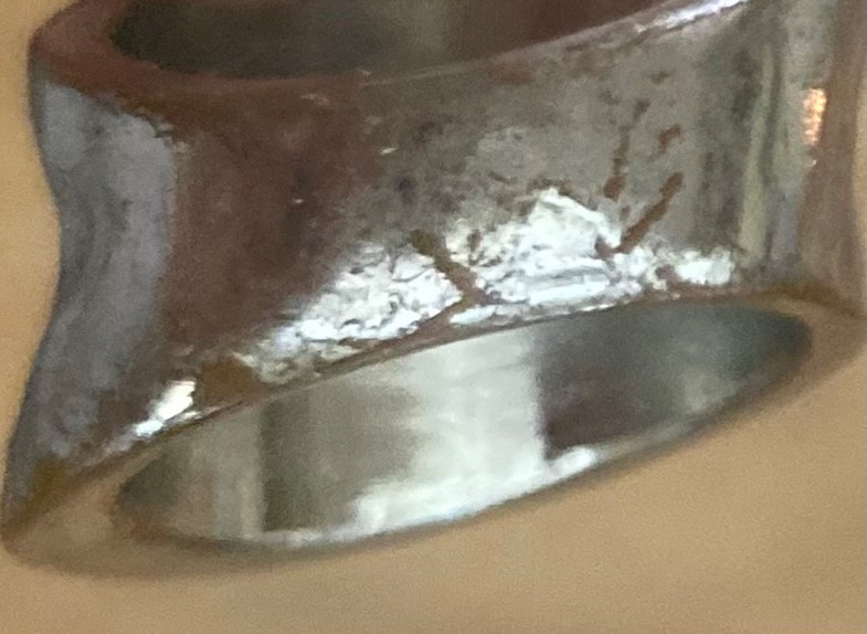 Vintage Silver Chunky Dome Ring Hammered Liquid Metal Futuristic Unisex Jewelry