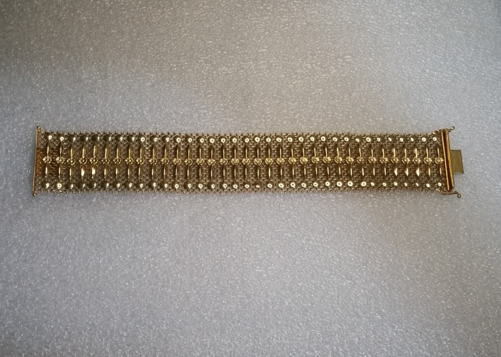 Italian Mesh Bracelet 18k Gold Charm Wide Vintage Yellow Woven Women’s Men’s Old