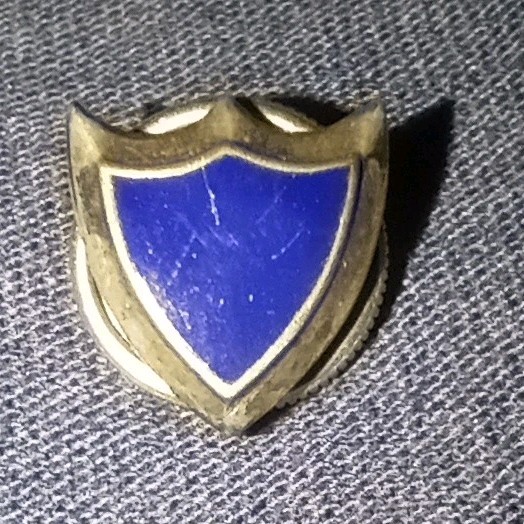 Gold Tone Blue Enamel Shield Pin Brooch Lapel Pin – Unisex Adults