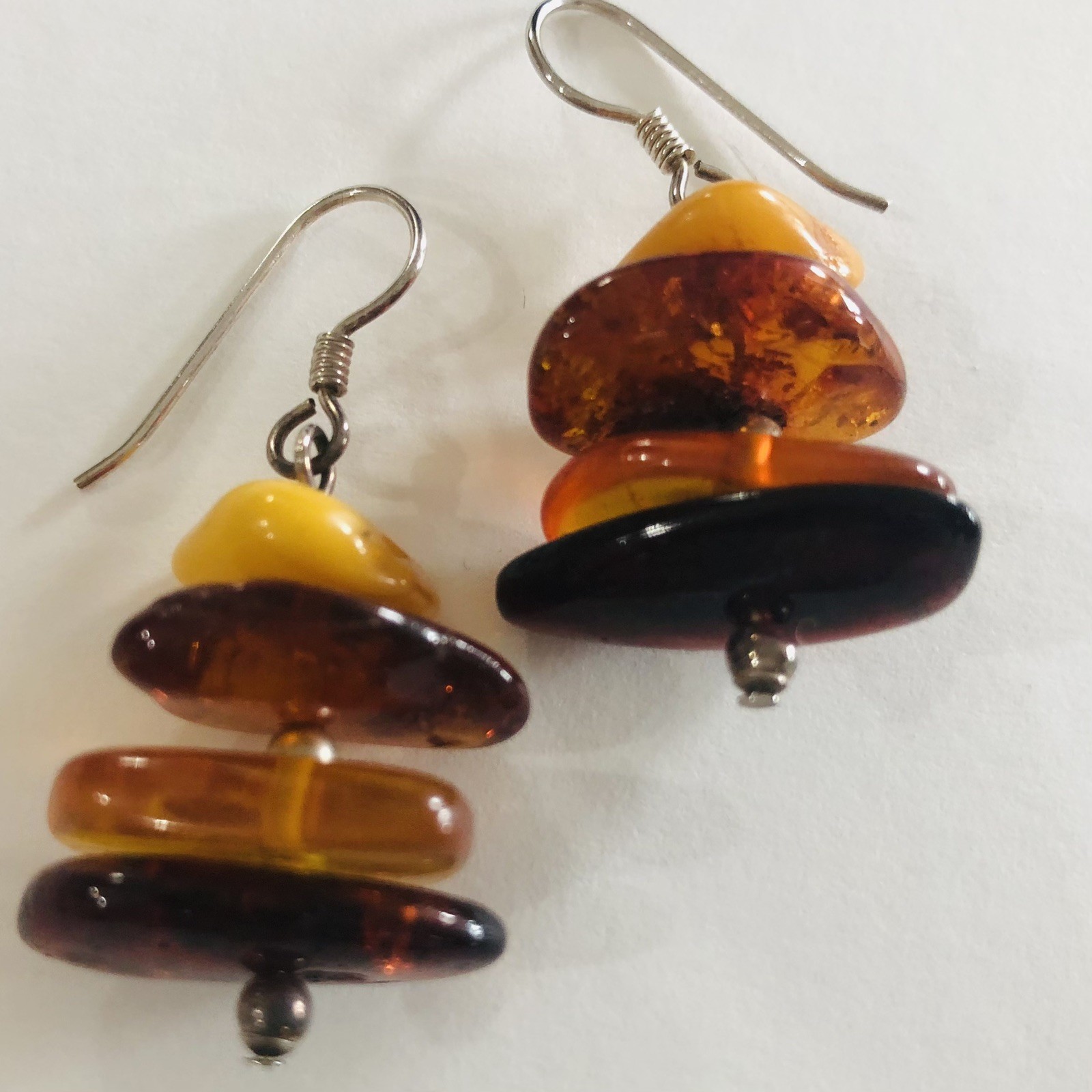SILPADA W1015 Sunset Stack Baltic Amber Earrings Sterling Silver 925 Retired C